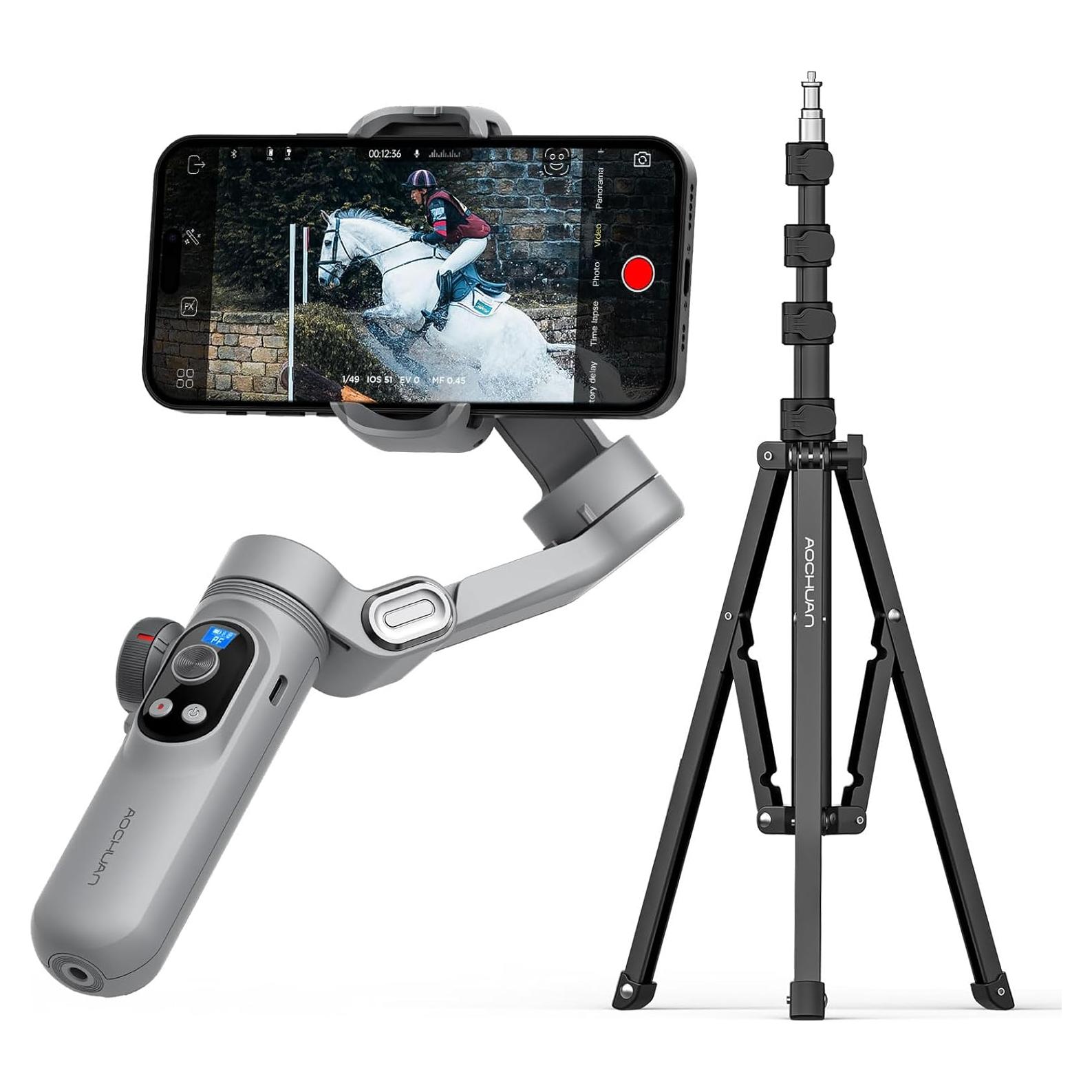 Estabilizador de Cardán AOCHUAN Smart X Pro con Trípode 1.7m