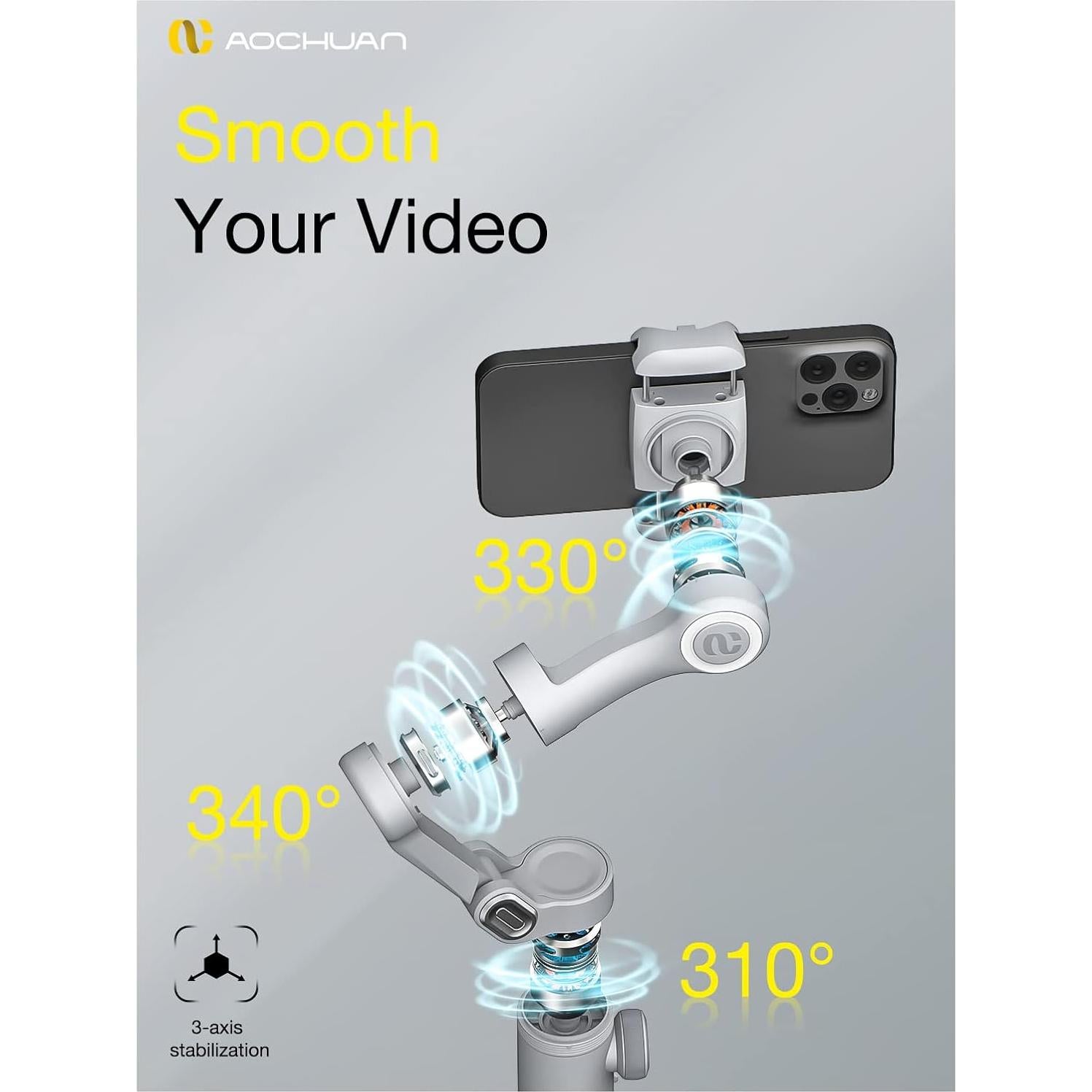 Estabilizador de Cardán AOCHUAN Smart X Pro con Trípode 1.7m