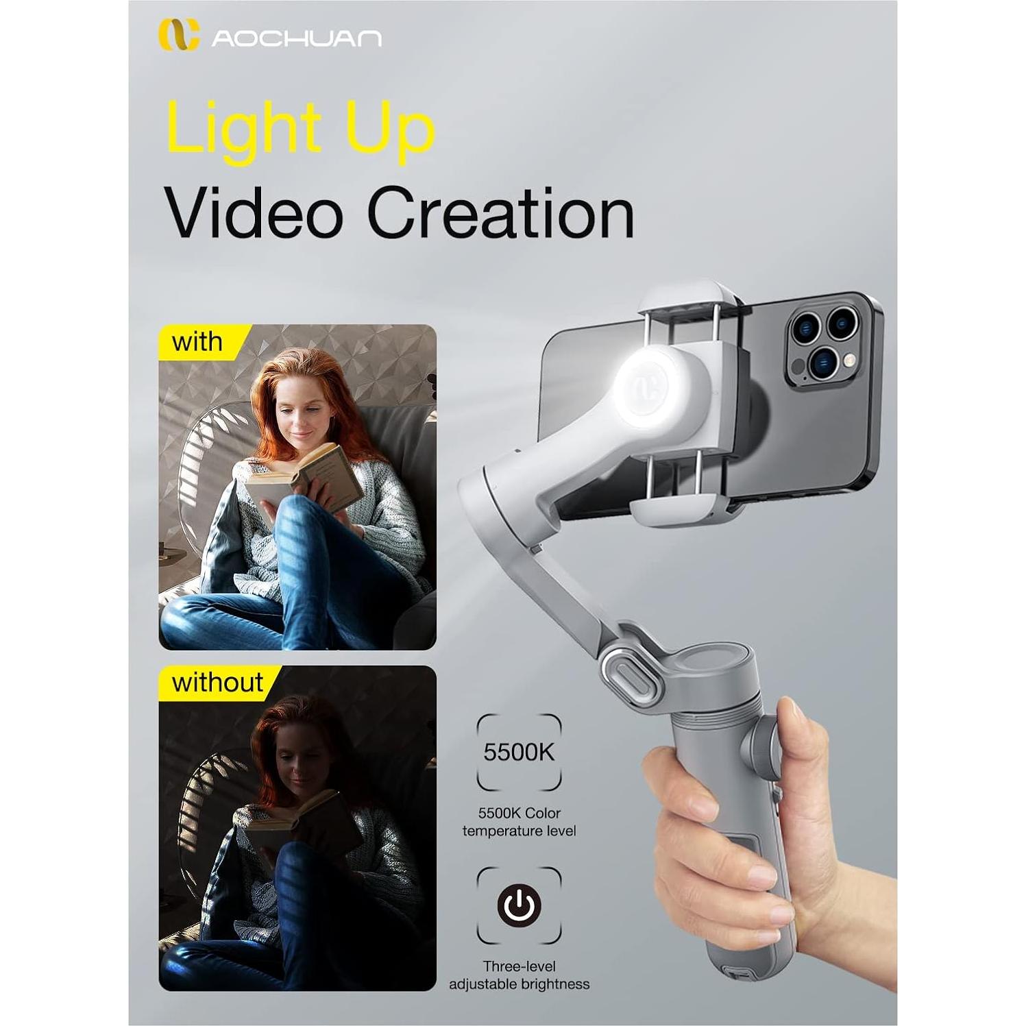 Estabilizador de Cardán AOCHUAN Smart X Pro con Trípode 1.7m