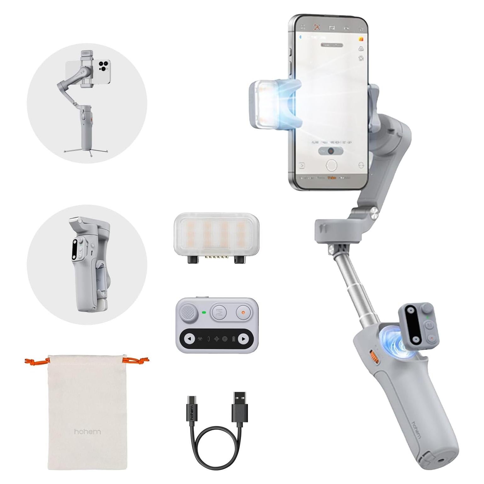 Estabilizador Gimbal Hohem iSteady X3 para iPhone con Luz