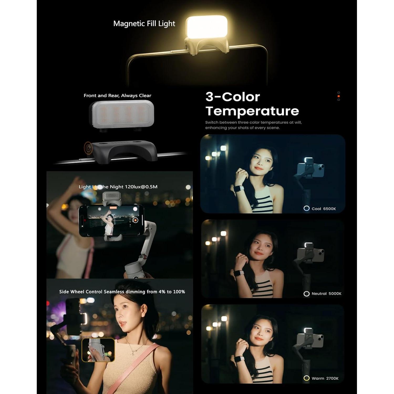 Estabilizador Gimbal Hohem iSteady X3 para iPhone con Luz