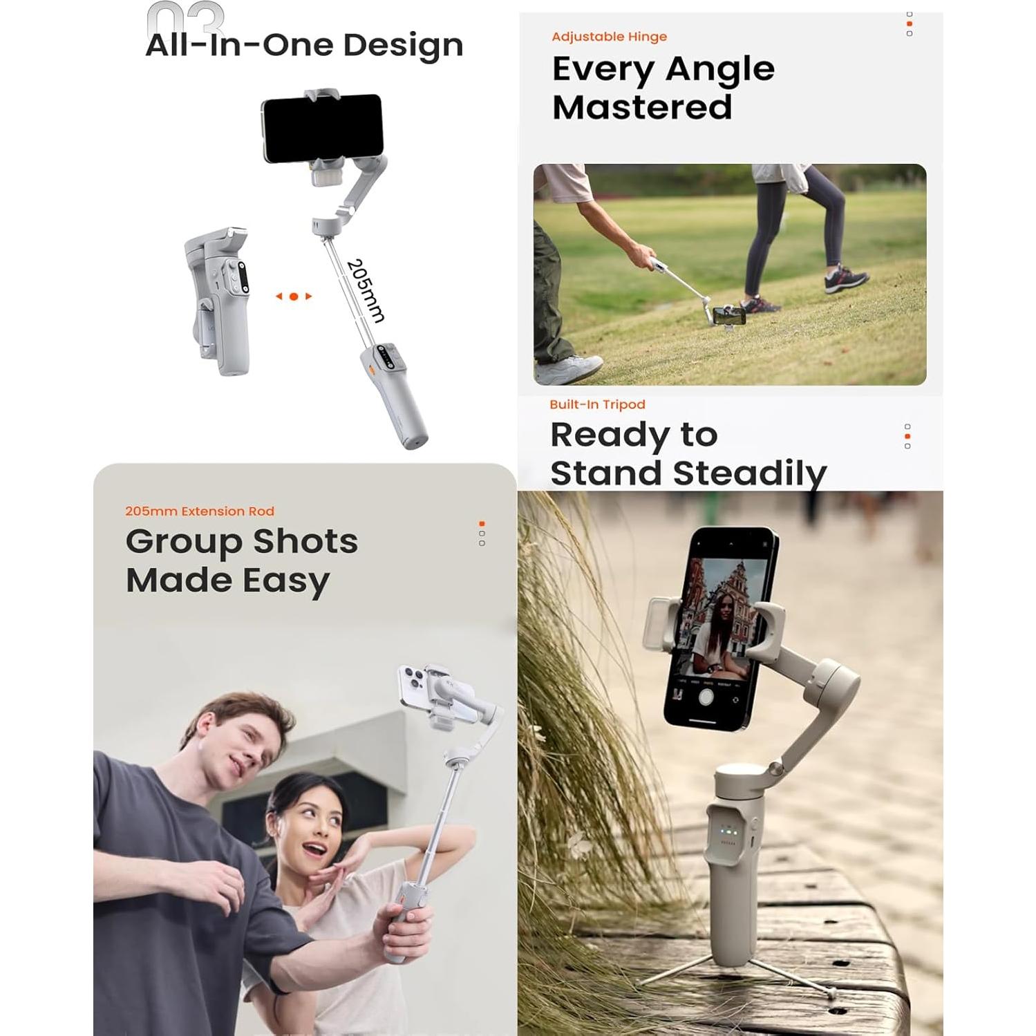 Estabilizador Gimbal Hohem iSteady X3 para iPhone con Luz