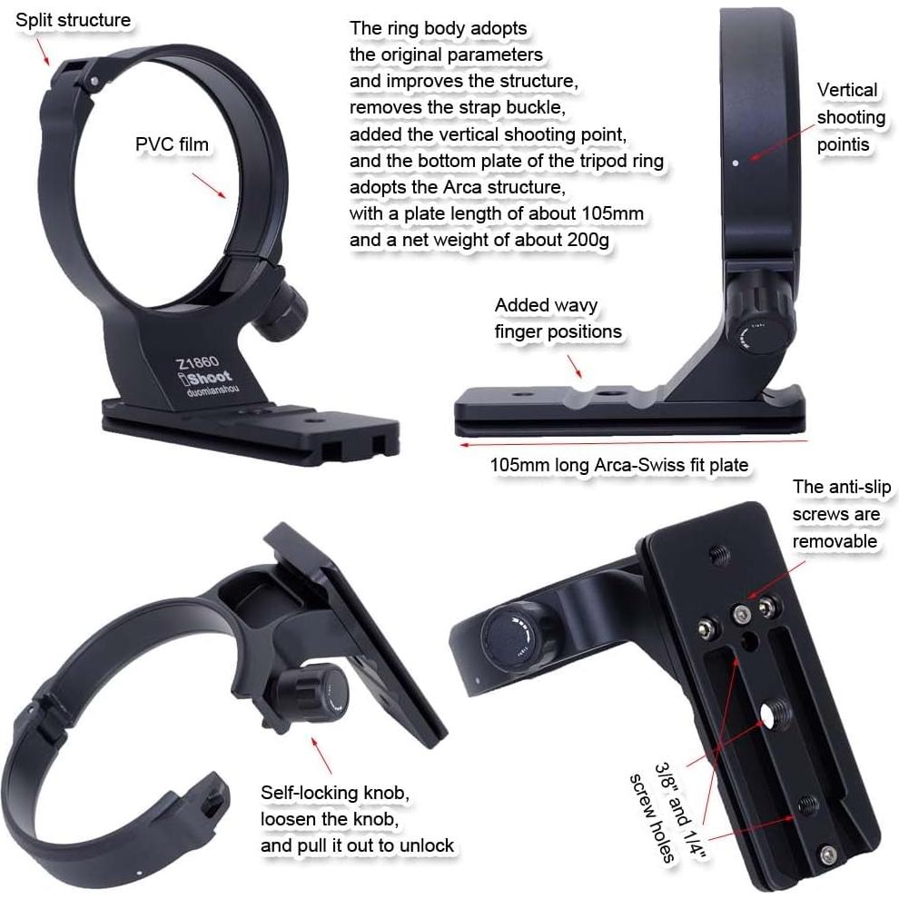 Anillo de Montaje en Trípode iShoot IS-Z1860 para Nikon Z 180-600mm