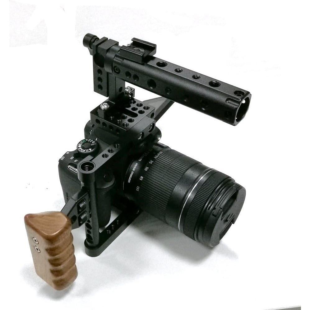 Jaula de Cámara CAMVATE con Mango de Madera para Canon y Nikon