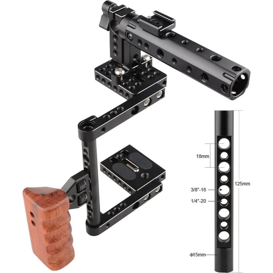 Jaula de Cámara CAMVATE con Mango de Madera para Canon y Nikon