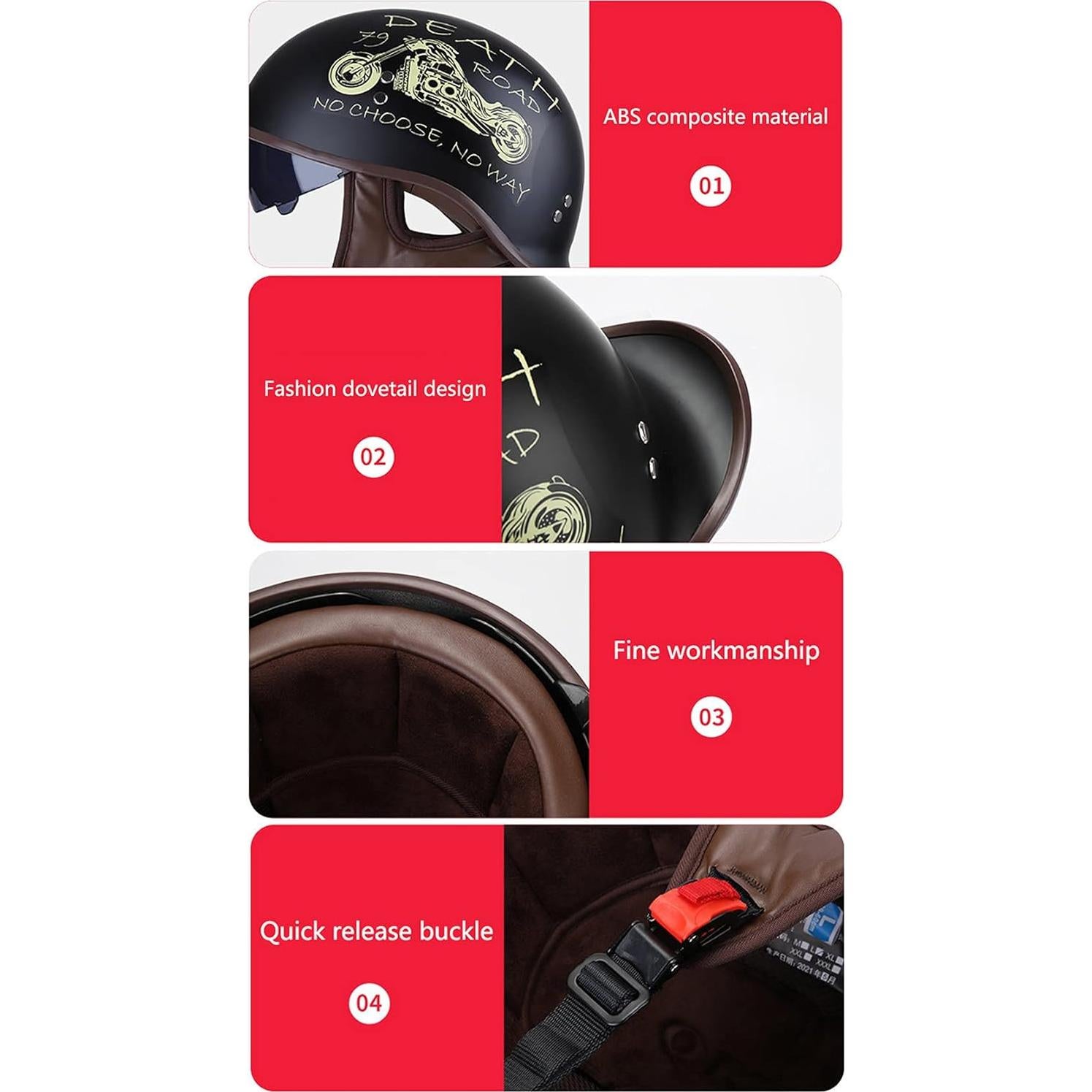 Casco de motocicleta Hanhua Skull Unisex M-L-XL ABS