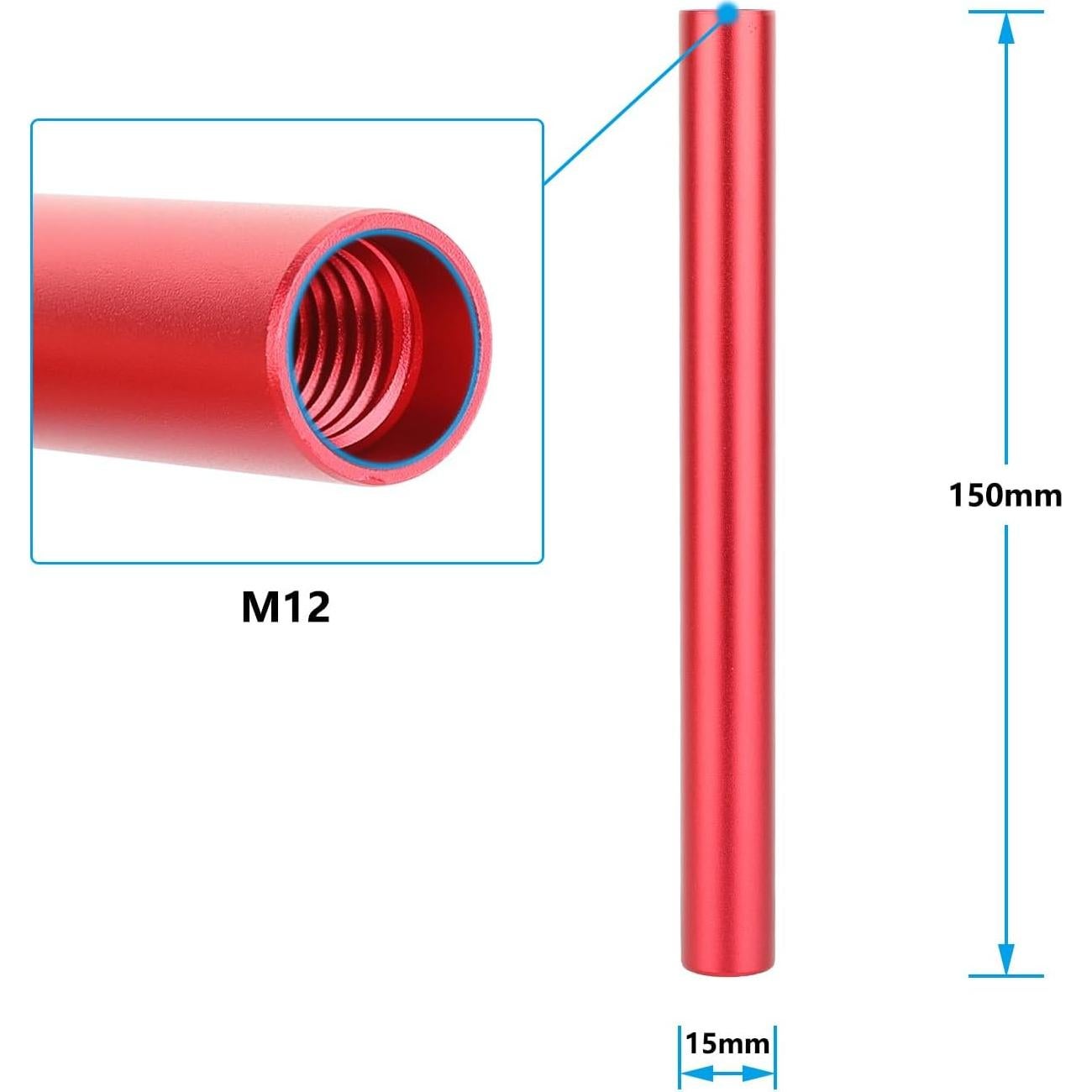 Par de Varillas de Aluminio 15mm CAMVATE 15cm Color Rojo