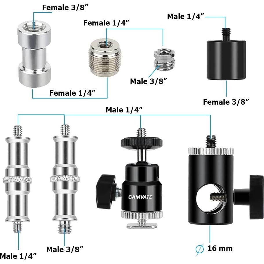 Juego de Tornillos para Cámara CAMVATE 11 Piezas 1/4"-20 y 3/8"-16
