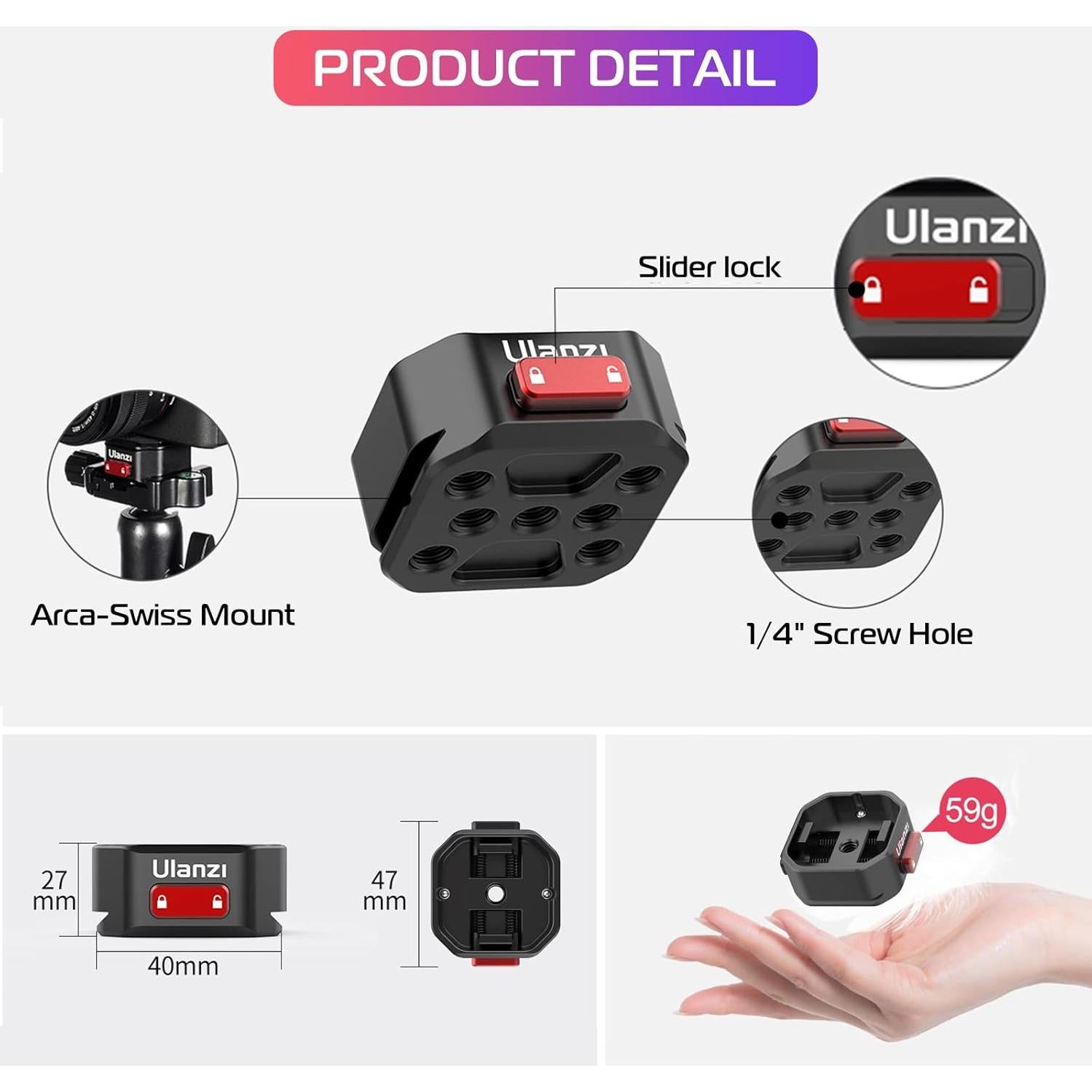 Base de Montaje Rápido ULANZI Claw para Cámara y Trípode