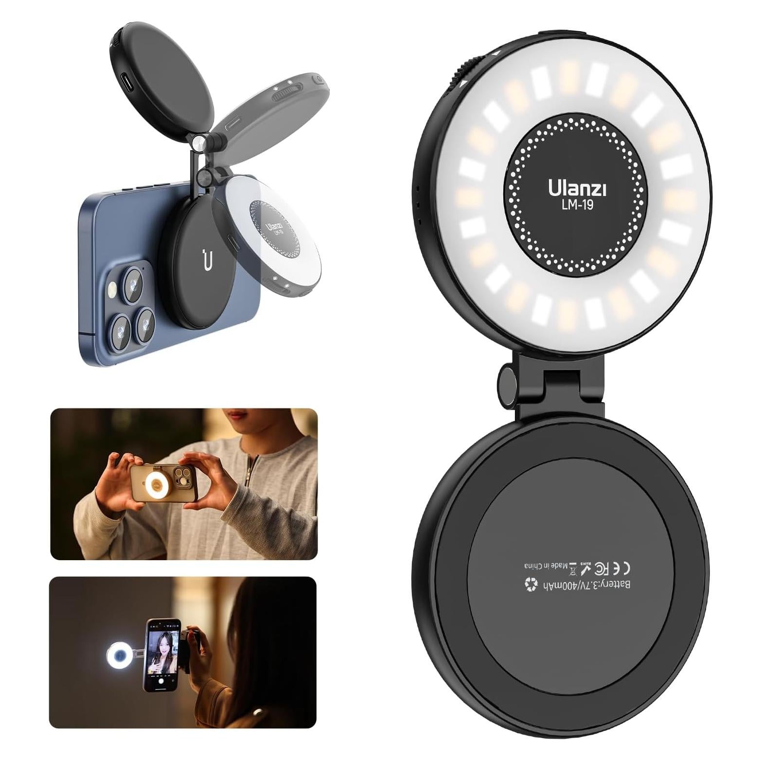 Soporte trípode para teléfono ULANZI MA35 + Luz selfie magnética