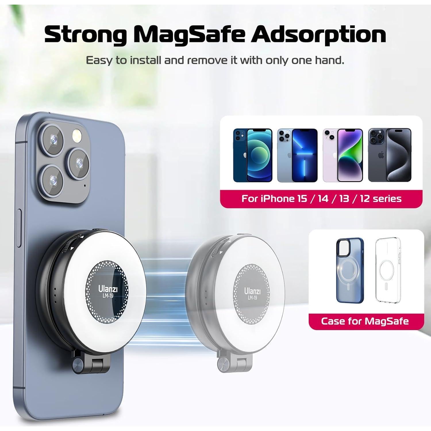 Soporte trípode para teléfono ULANZI MA35 + Luz selfie magnética