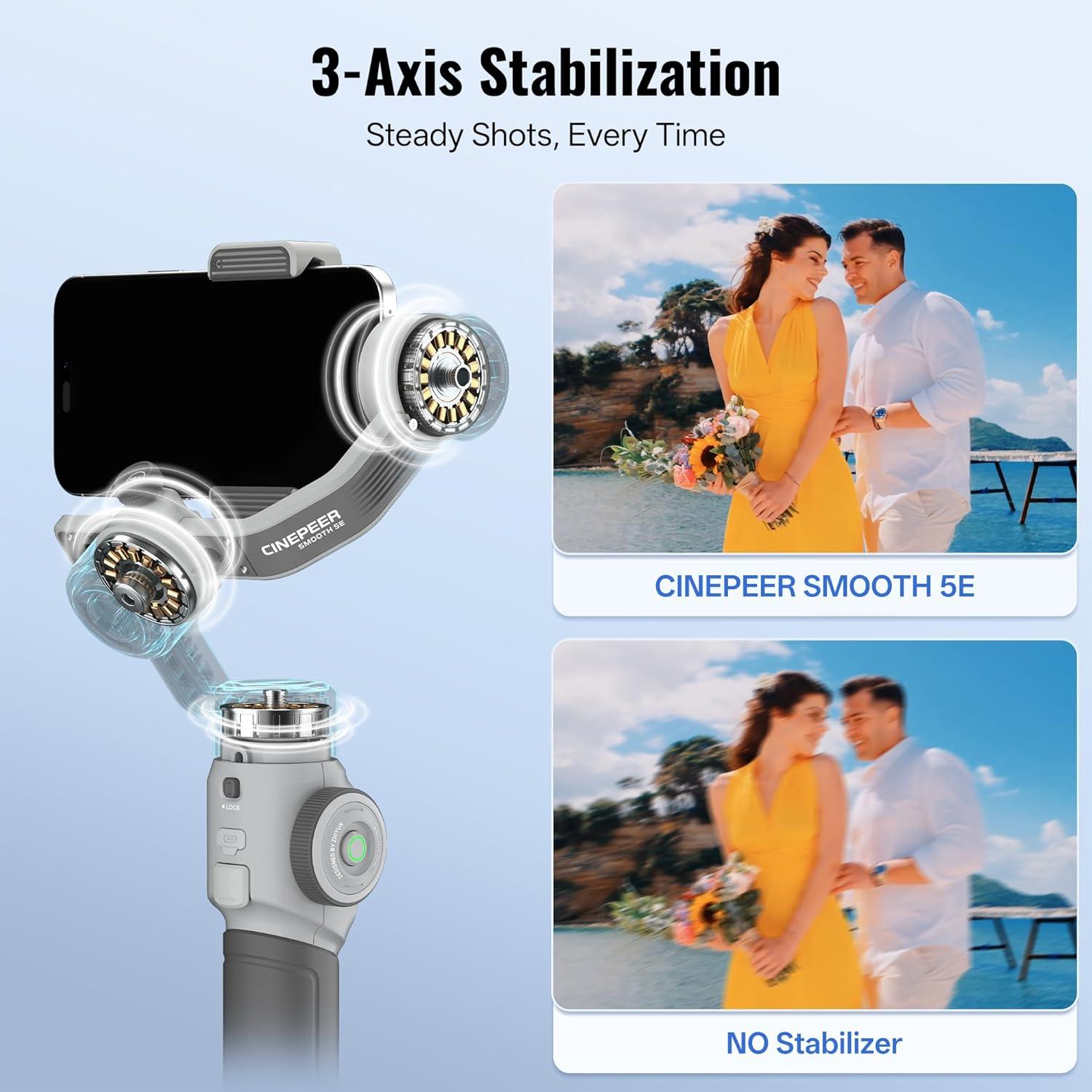 Estabilizador Gimbal ZHIYUN Smooth 5E Combo para Smartphone 300g