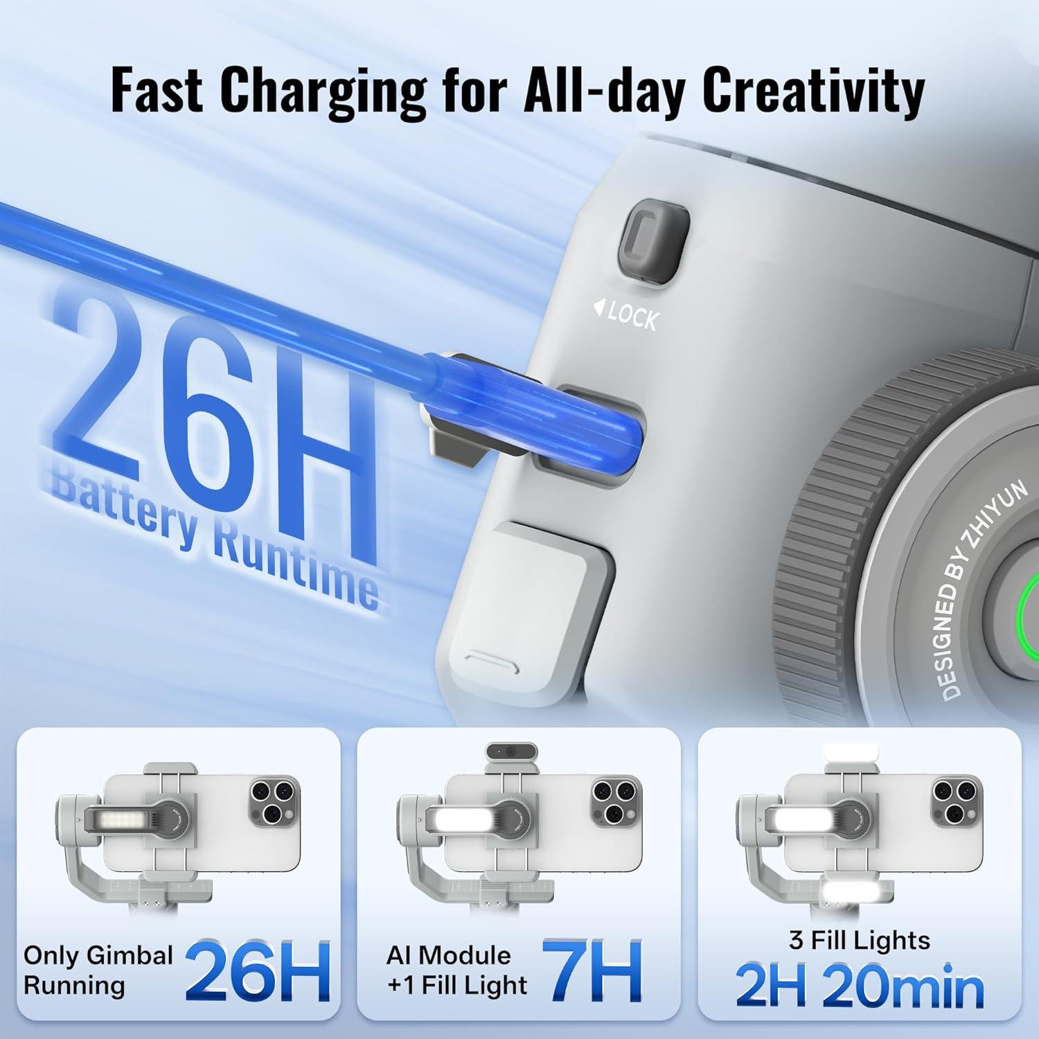 Estabilizador Gimbal ZHIYUN Smooth 5E Combo para Smartphone 300g