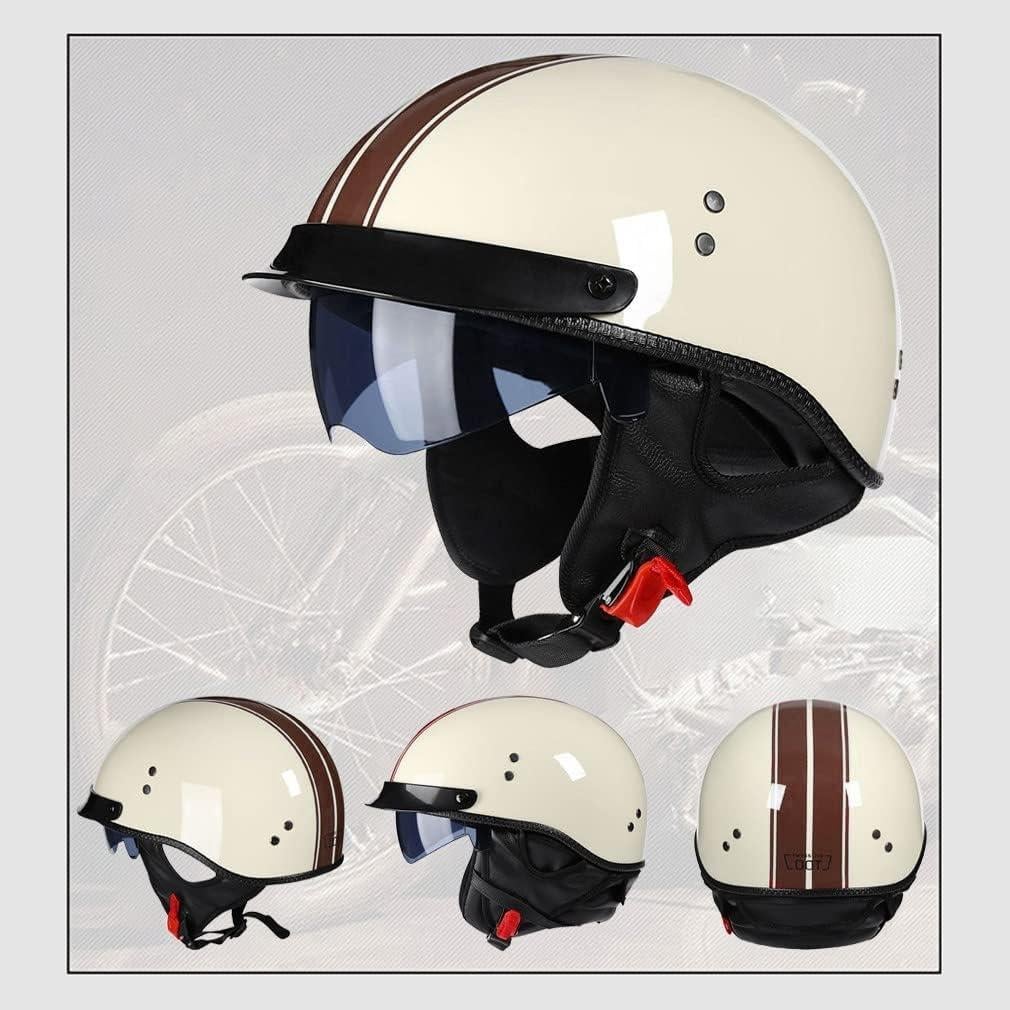 Casco de motocicleta BDTOT retro media cara con visera