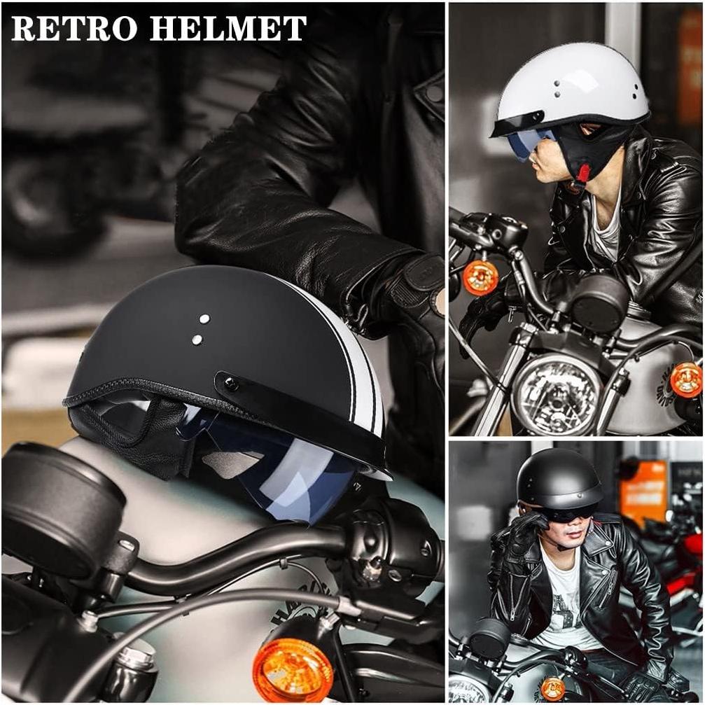 Casco de motocicleta BDTOT retro media cara con visera