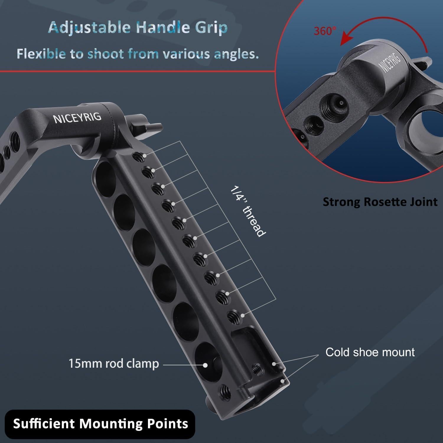 Mango Ajustable Niceyrig para Estabilizadores DJI RS4/RS3/RS2