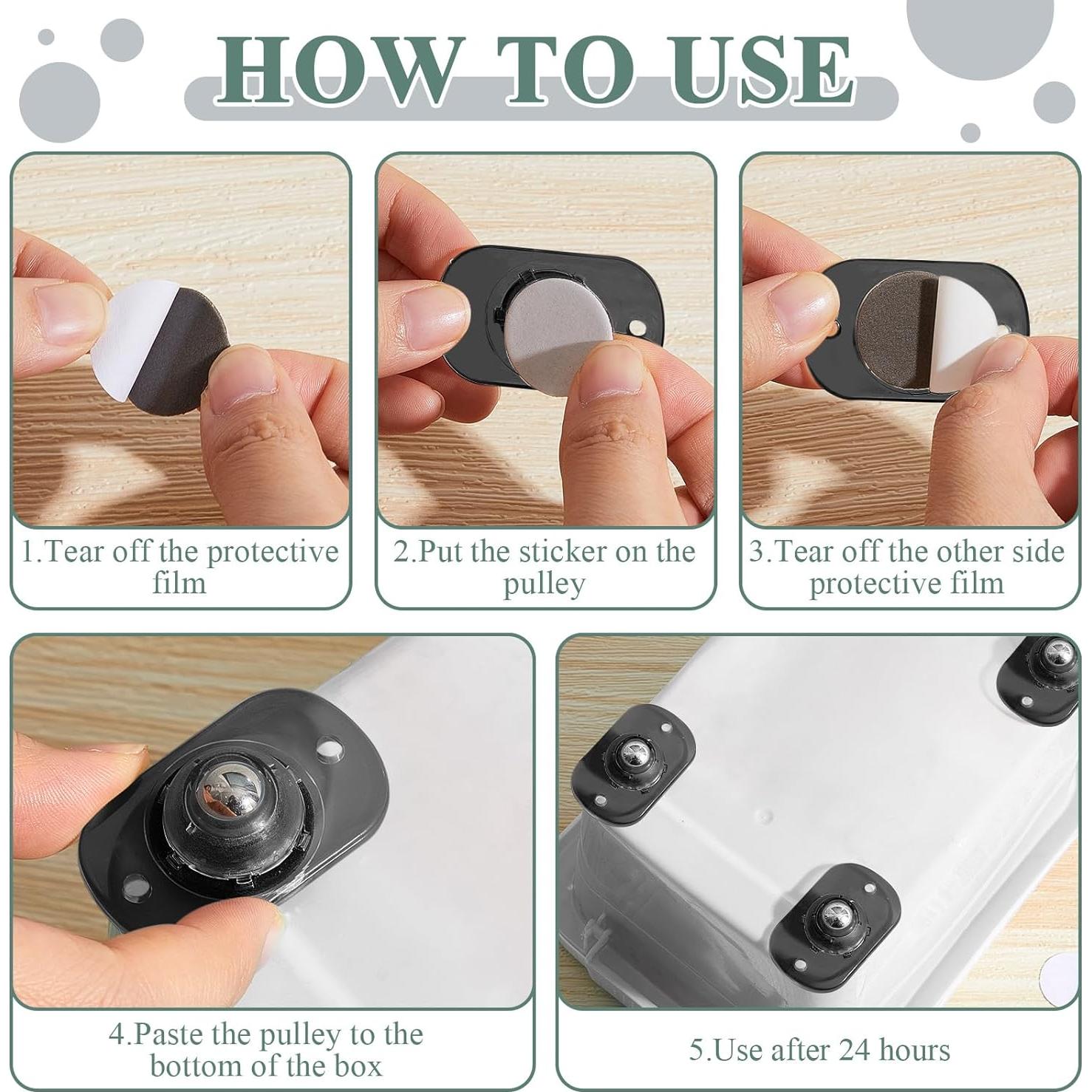 Ruedas Adhesivas Honoson 8 Pcs Mini Caster 5kg Negro