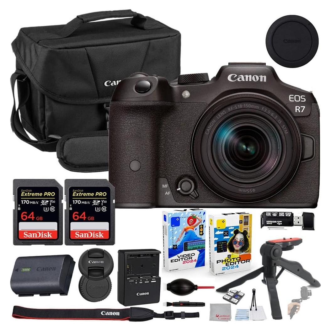 Cámara Sin Espejo Canon EOS R7 con Lente 18-150mm y Accesorios