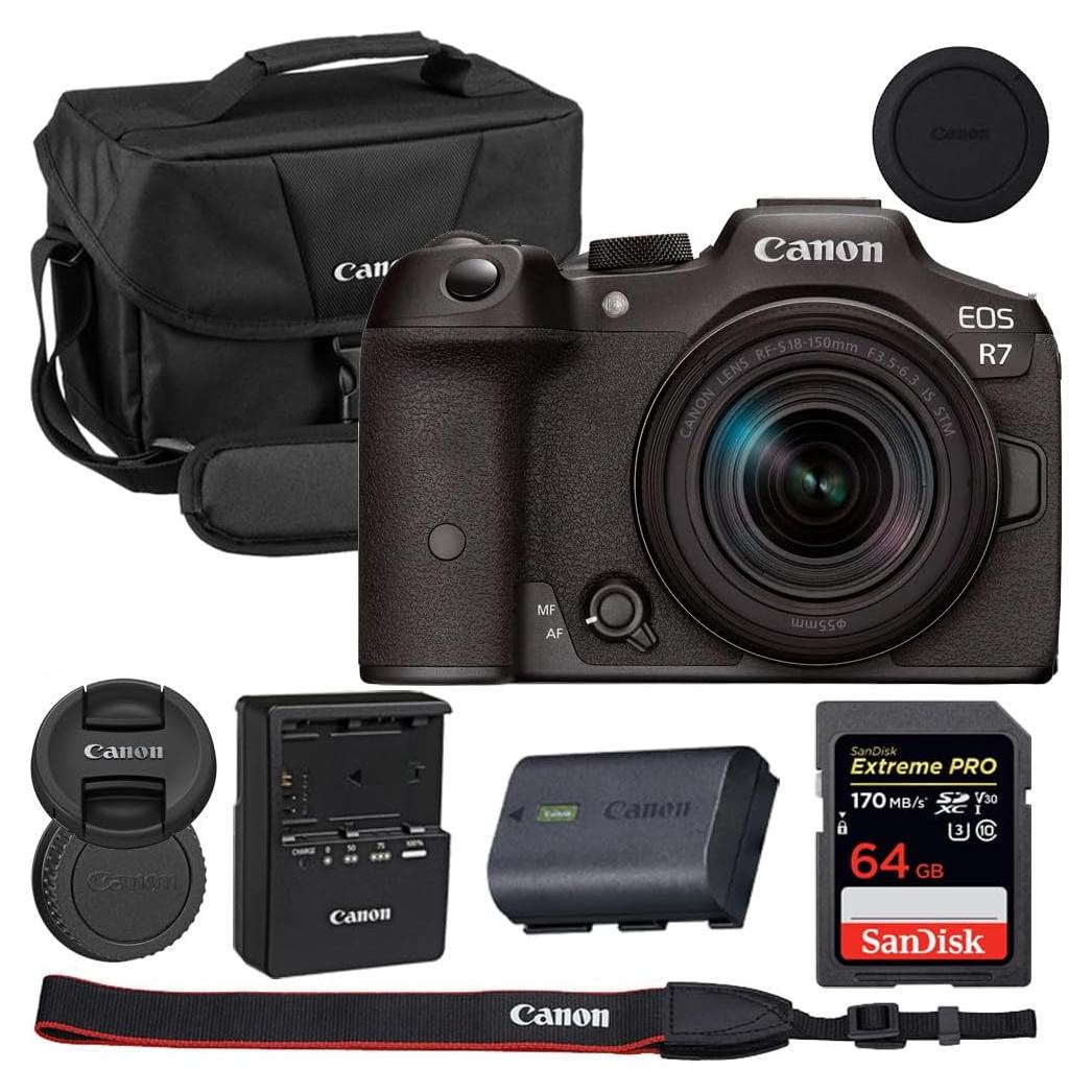 Cámara Sin Espejo Canon EOS R7 con Lente 18-150mm y Accesorios