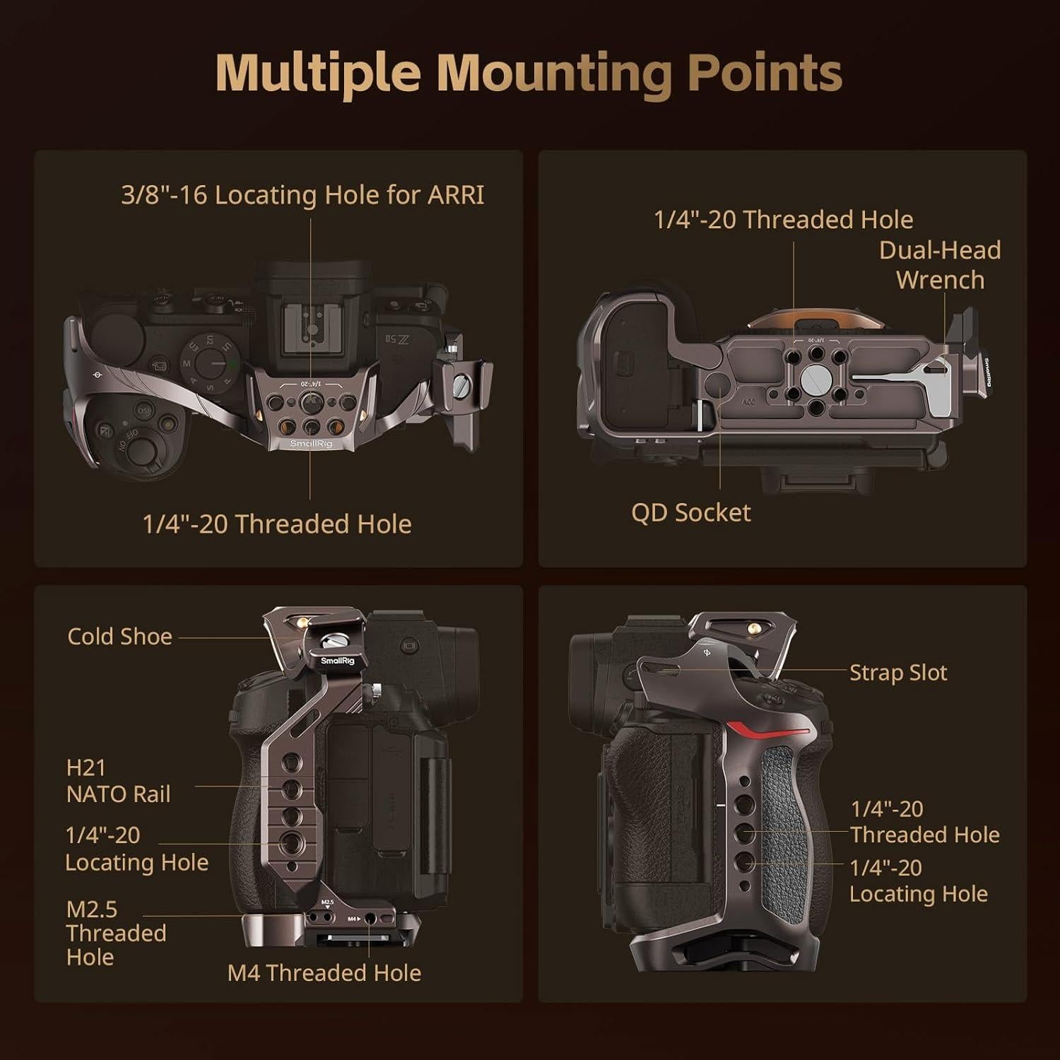 Jaula SmallRig 5258 para Nikon Z5/Z6/Z7 - Aluminio, Placa Arca