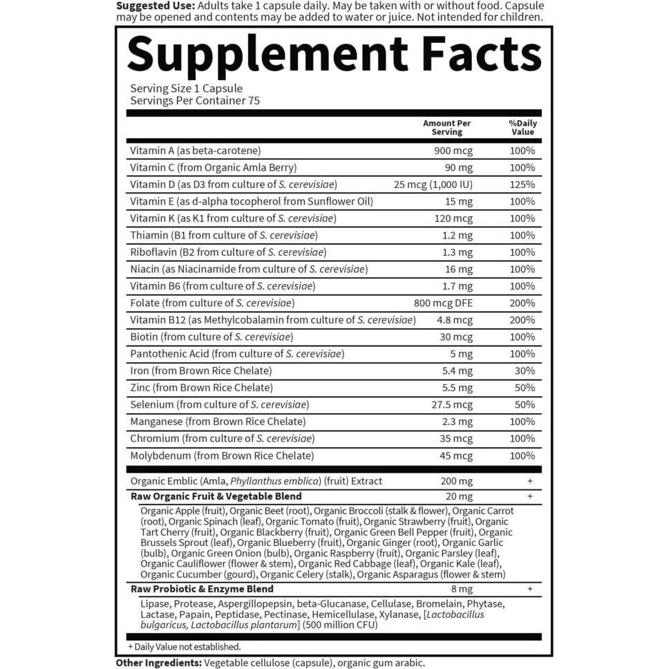 Multivitamínico Diario Garden of Life Una para Mujeres - 75 Cápsulas