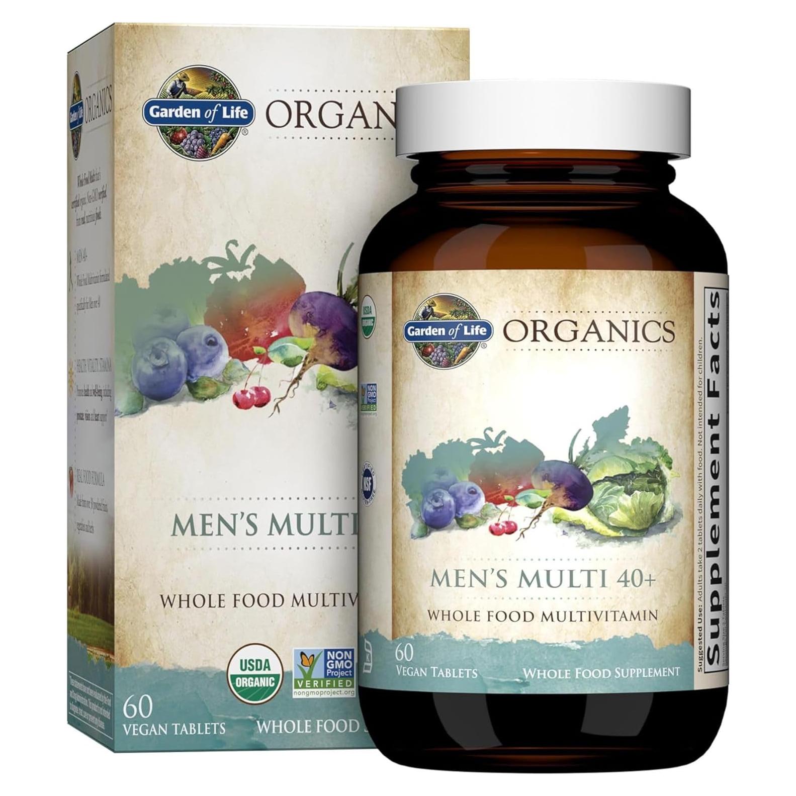 Multivitamínico Orgánico Jardín de Vida para Hombres 40+, 60 Tabletas