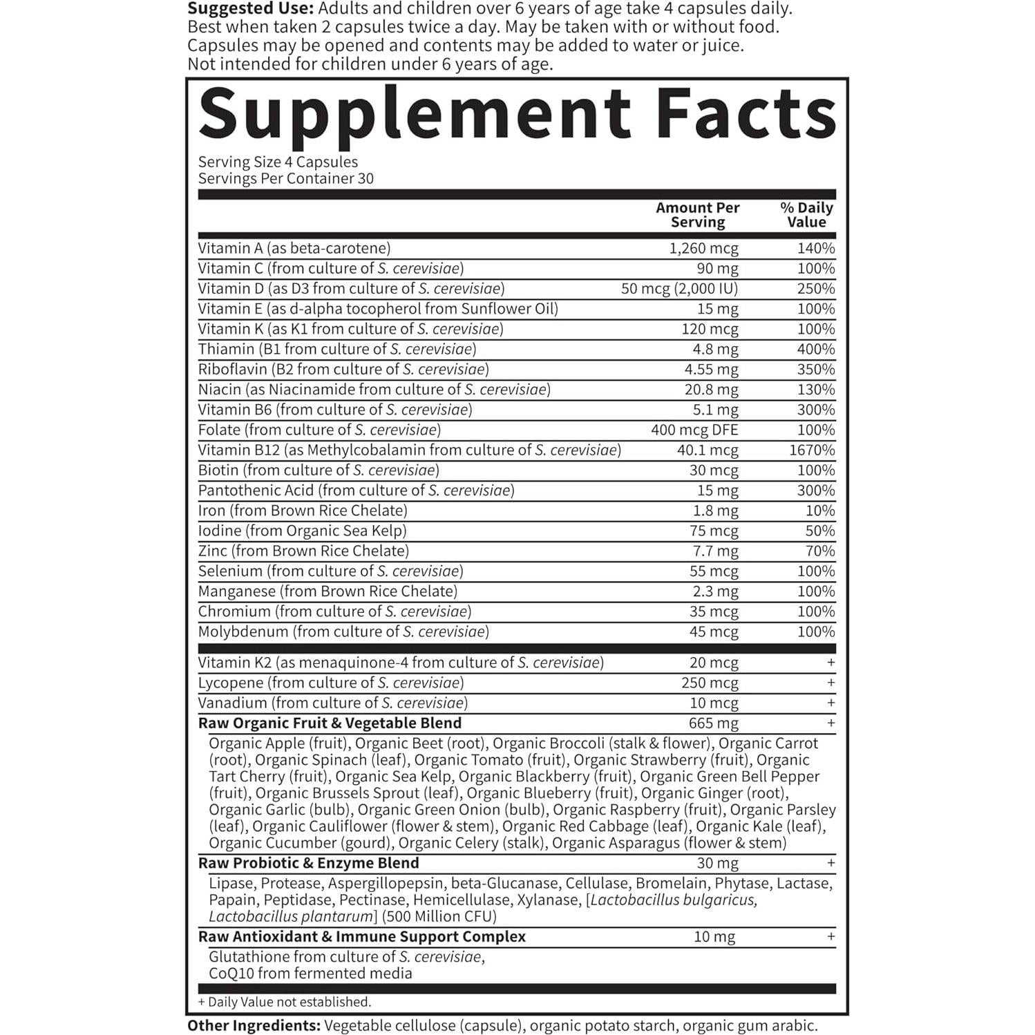 Multivitamina Familiar Garden of Life 120 Cápsulas Vegetarianas