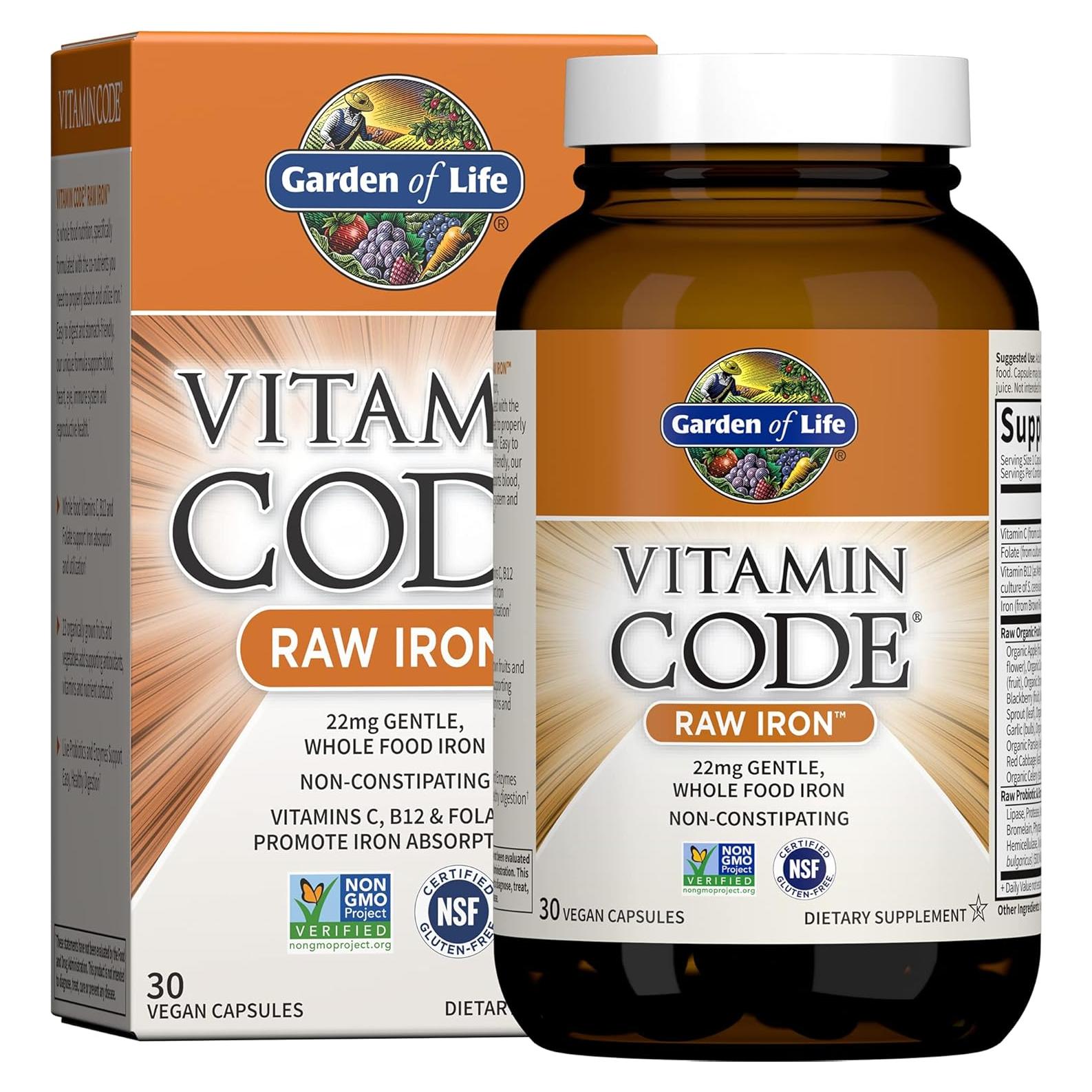 Vitamin Code Suplemento de Hierro Crudo 30 Cápsulas 22mg