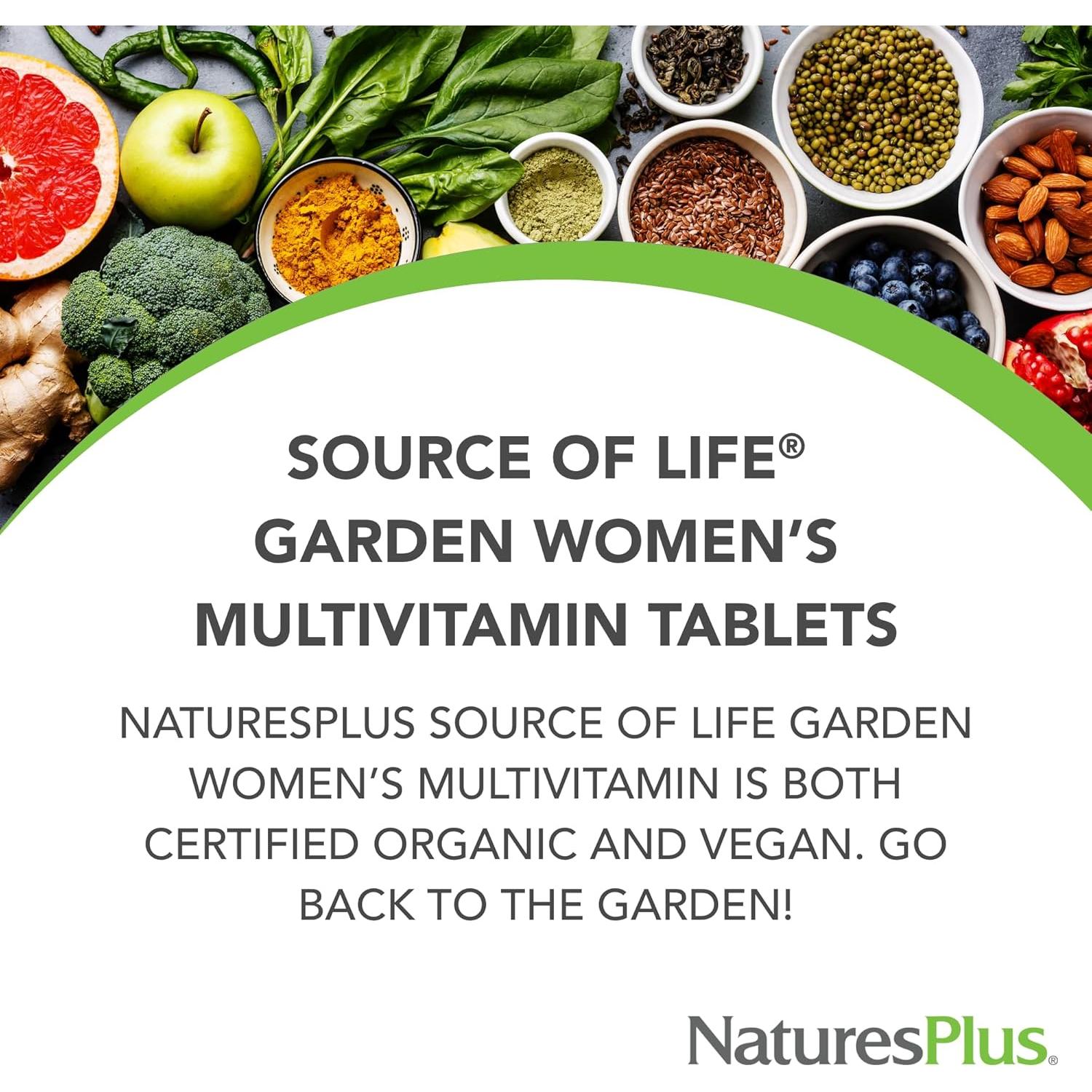 Multivitamina Orgánica para Mujeres NaturesPlus 90 Tabletas Veganas