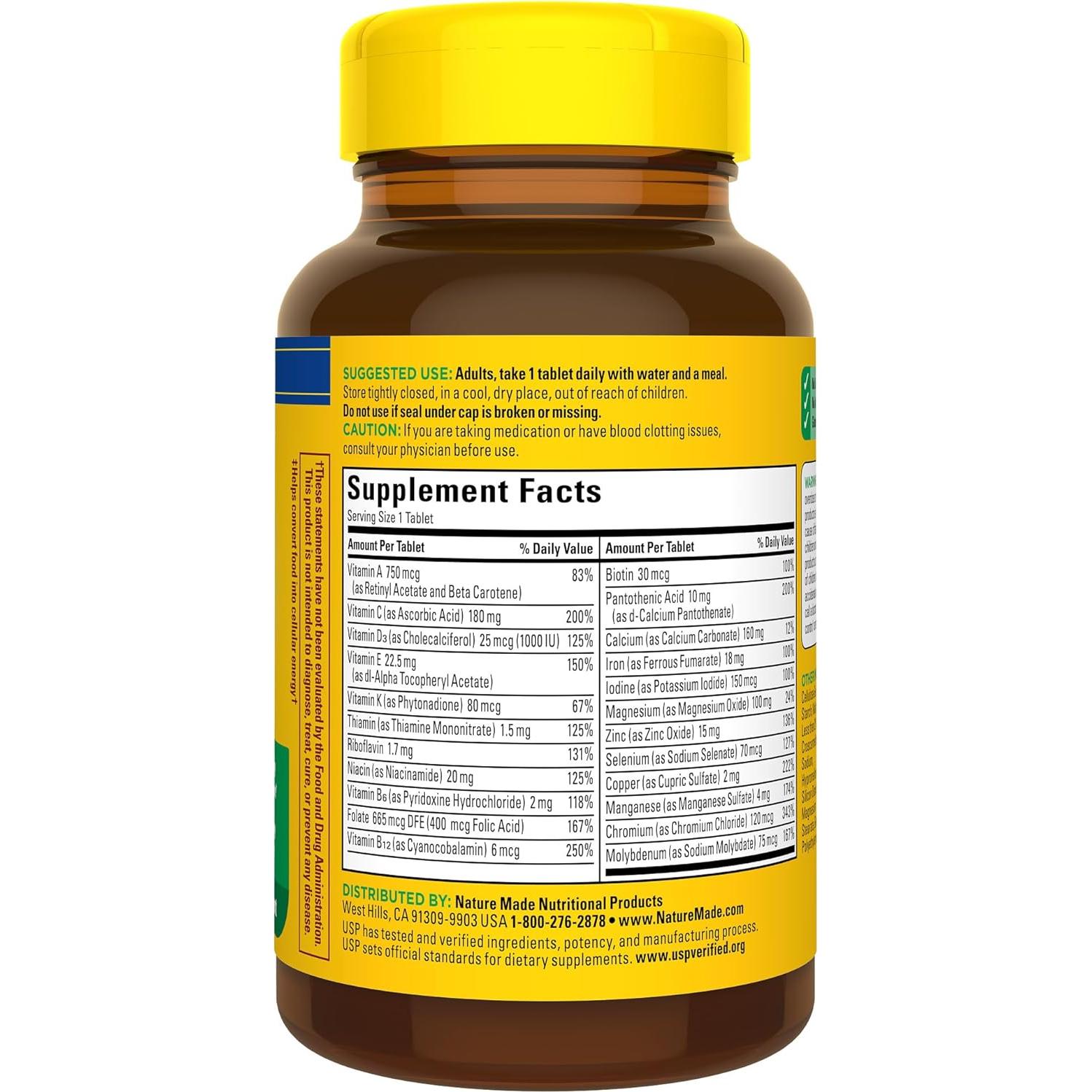 Tabletas Multivitamínicas Nature Made con Hierro - 130 Tabletas