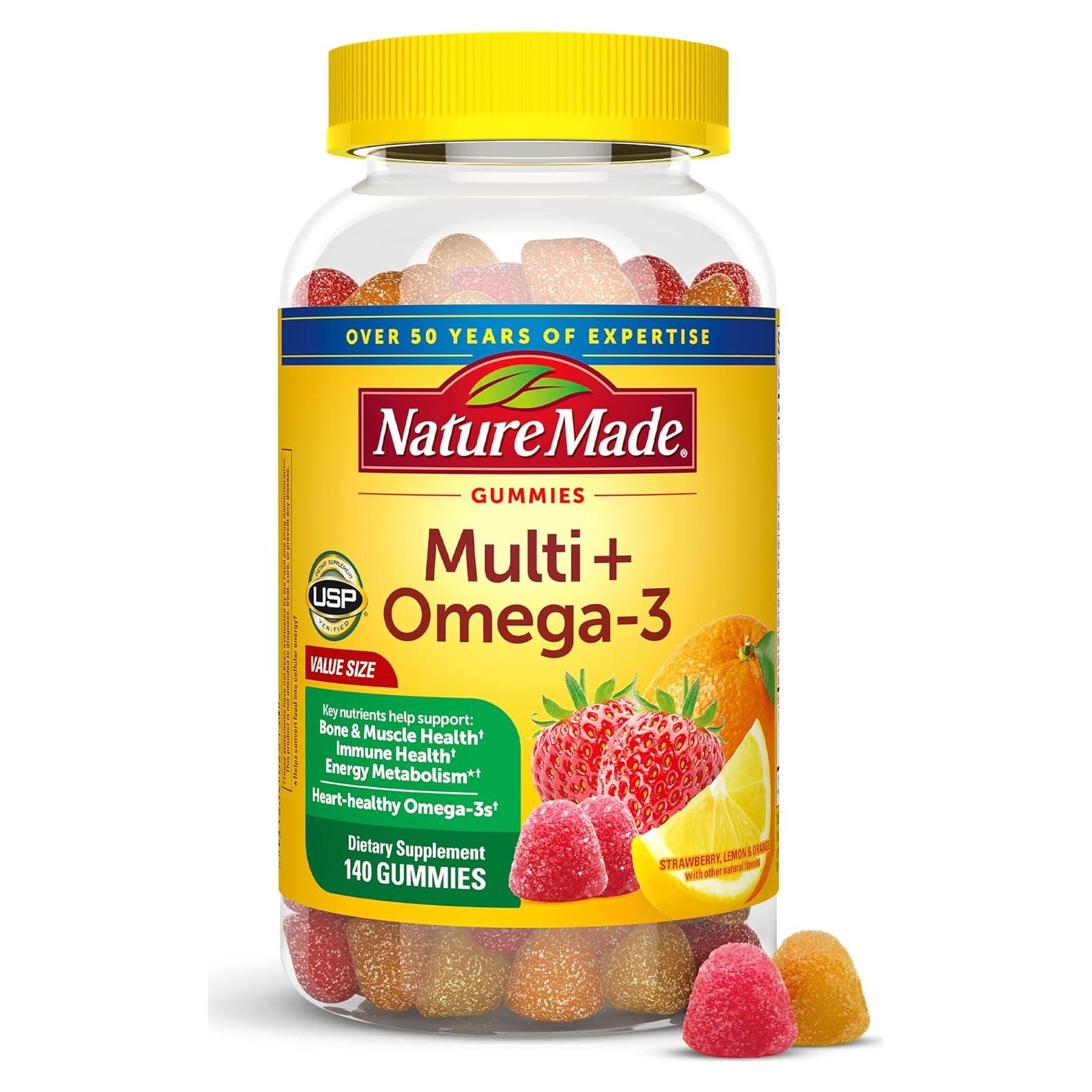 Nature Made Multivitamina + Omega-3 140 Gomas Sabor Fruta