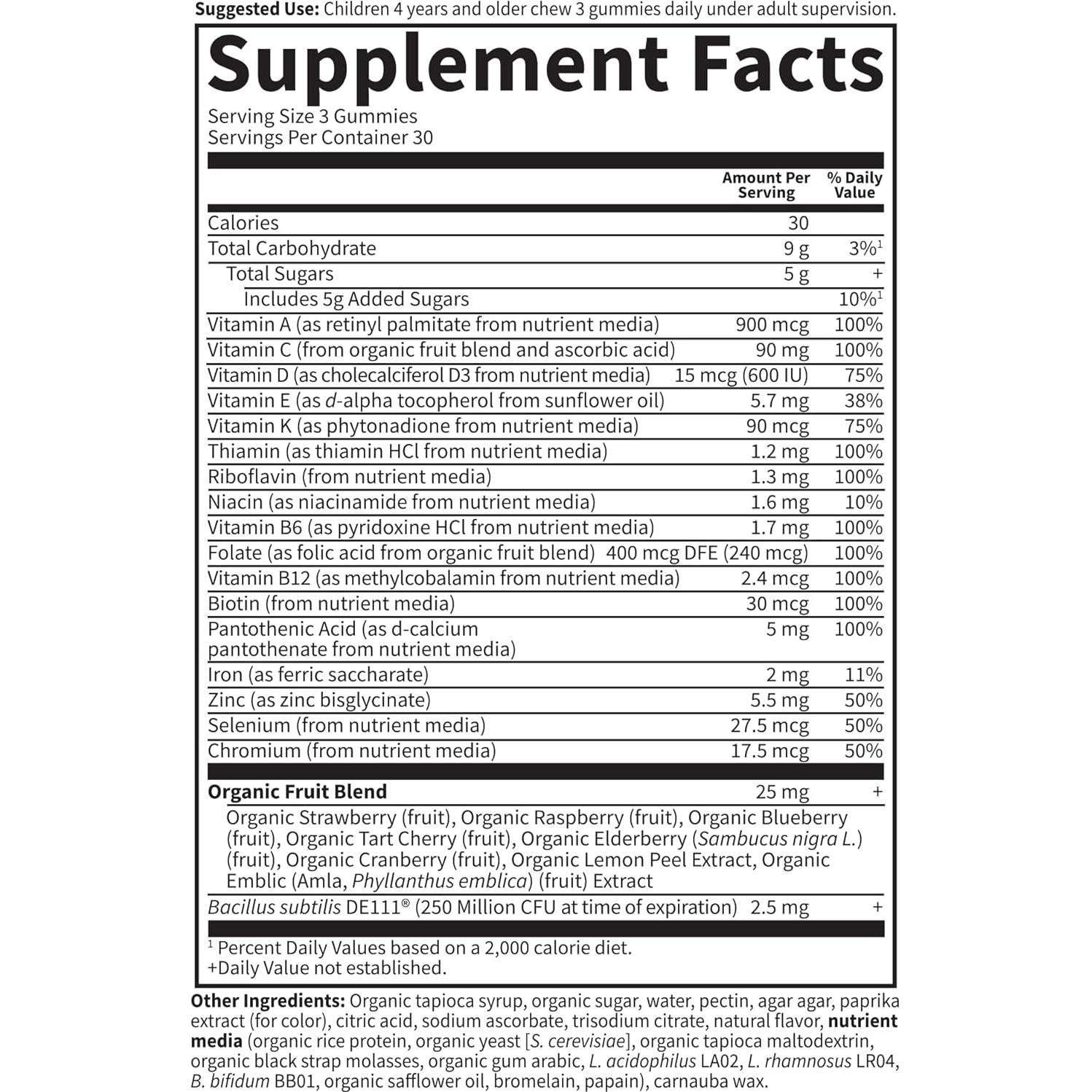 Gummy Multivitamínico para Niños Jardín de Vida con Hierro 30 días