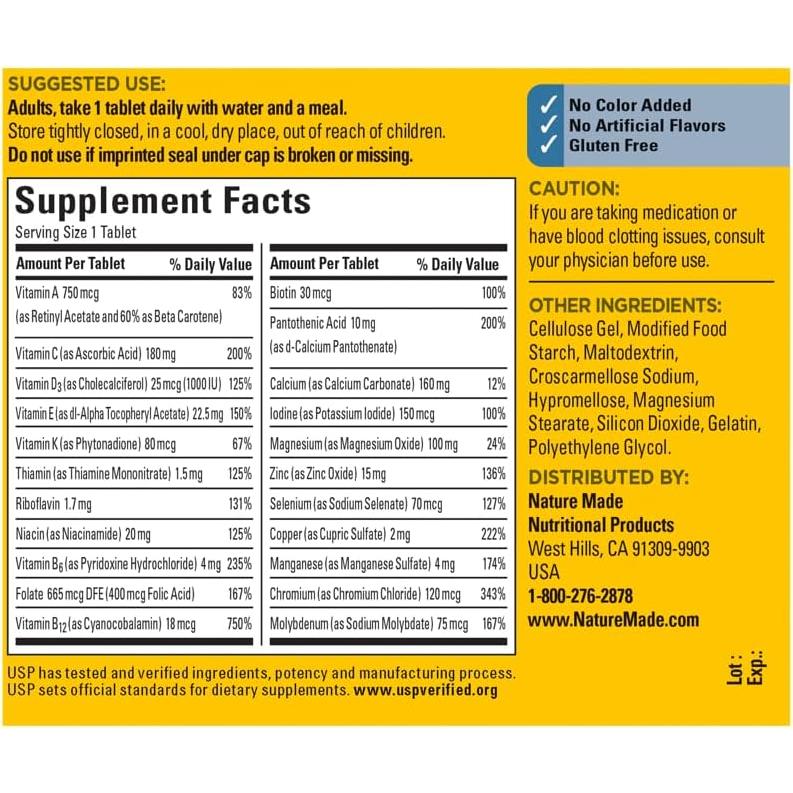 Multivitamina Nature Made Para Hombres Sin Hierro 300 Tabletas