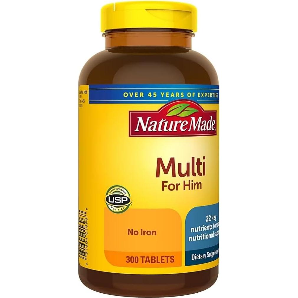 Multivitamina Nature Made Para Hombres Sin Hierro 300 Tabletas