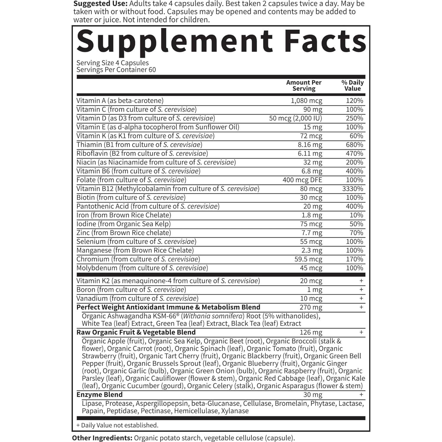 Multivitamina Jardín de la Vida Peso Perfecto 240 Cápsulas