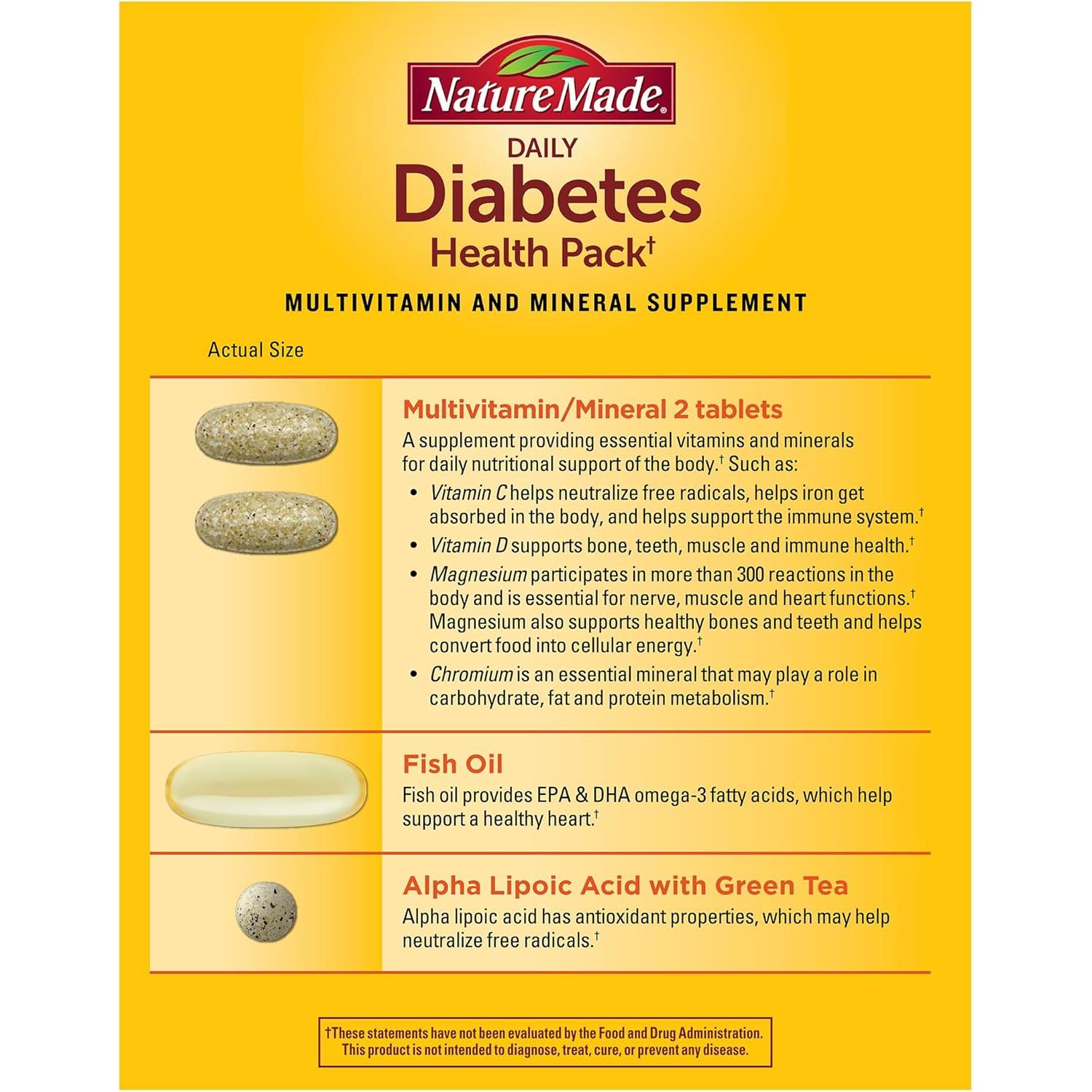 Suplemento Nutricional para Diabetes Nature Made 30 Paquetes