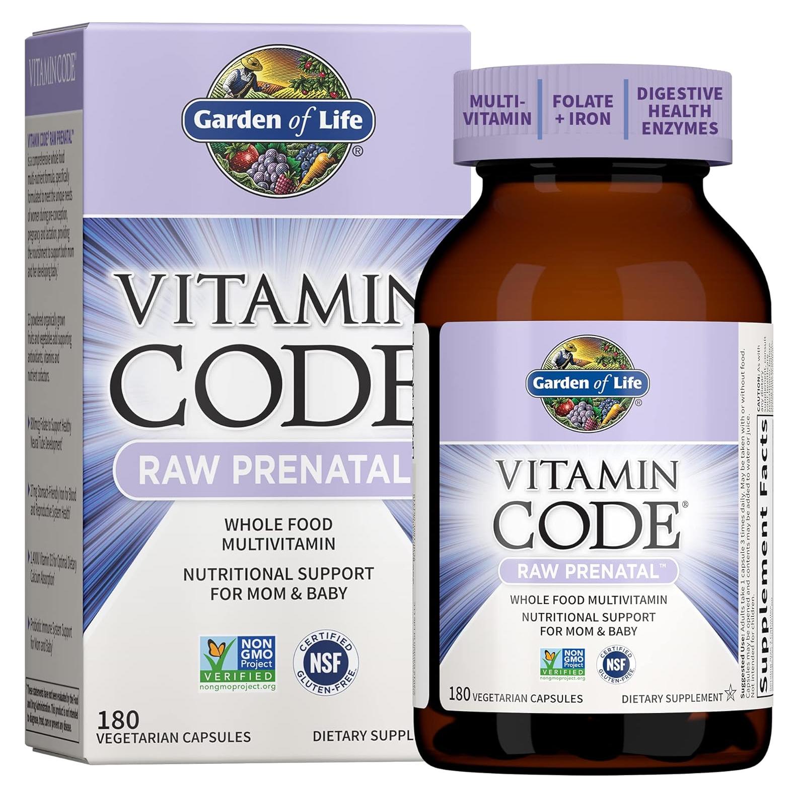 Multivitamina Prenatal Garden of Life 180 Cápsulas Crudas
