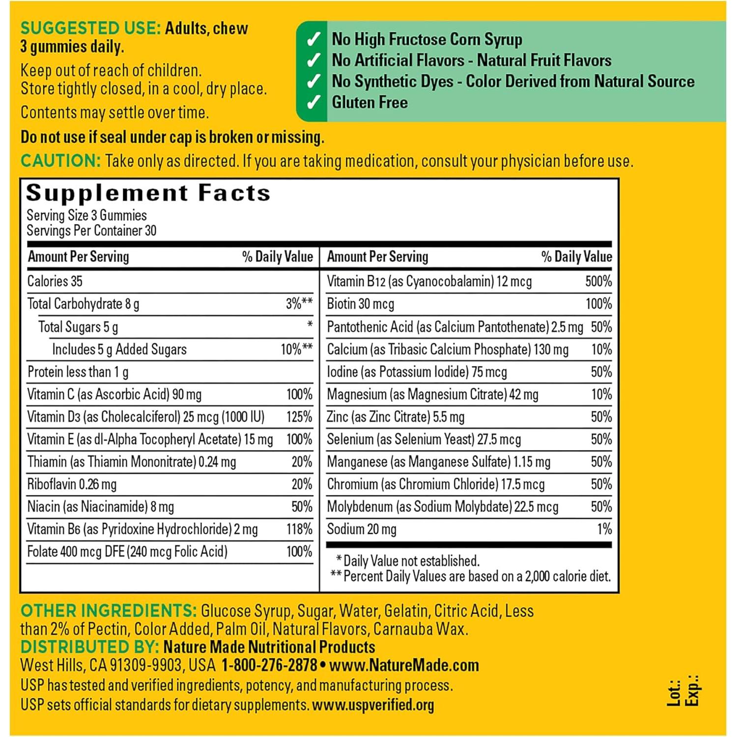 Gomitas Multivitamínicas Nature Made Adultos 90 Unidades
