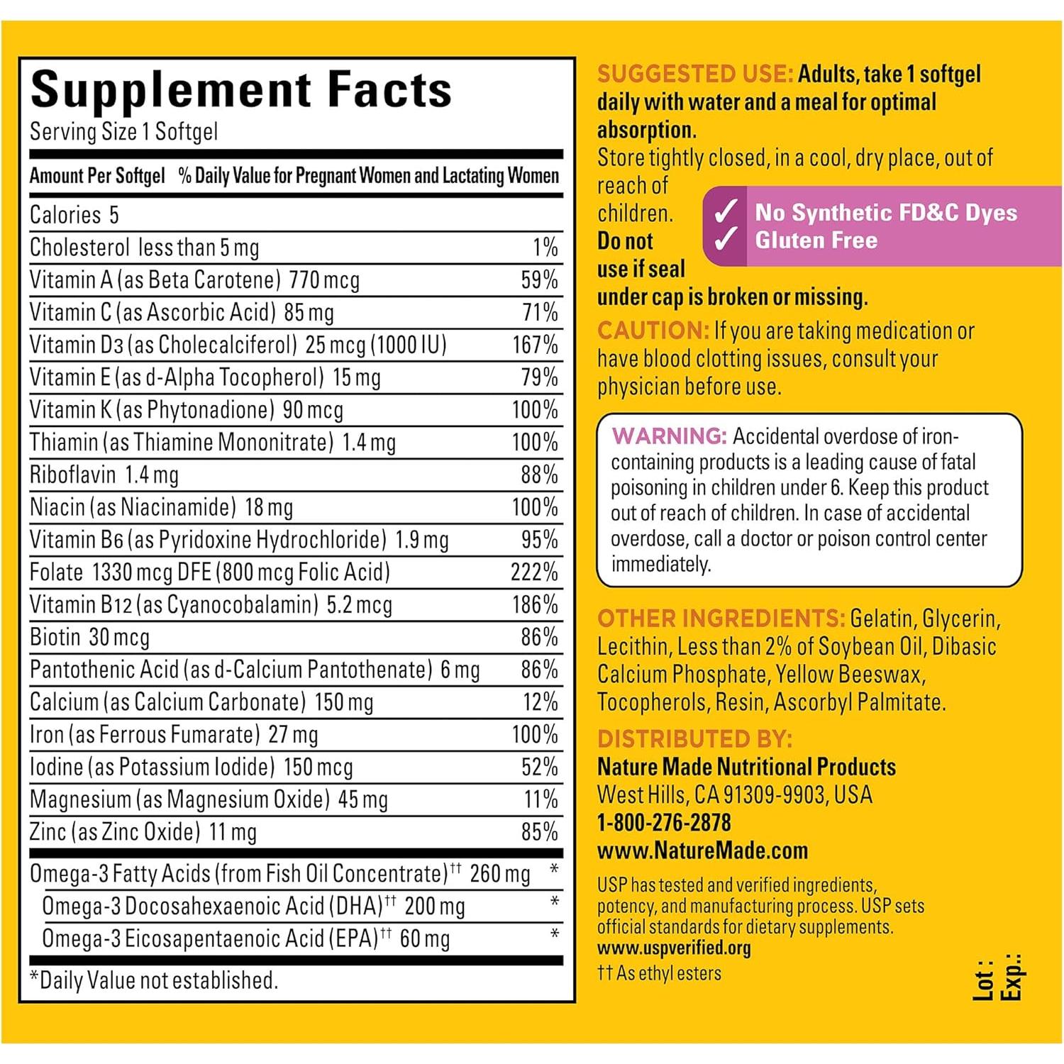 Nature Made Prenatal DHA + Ácido Fólico 110 Softgels