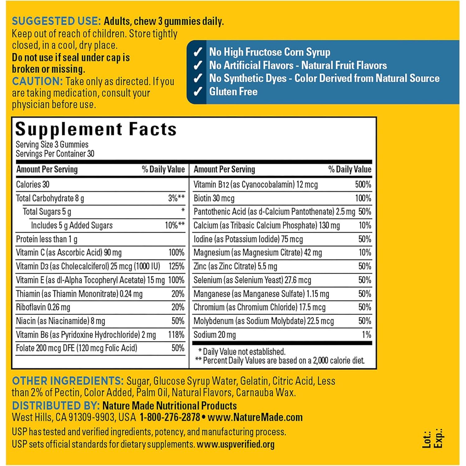 Gomas Multivitamínicas Avanzadas Nature Made para Hombres 90 Unidades