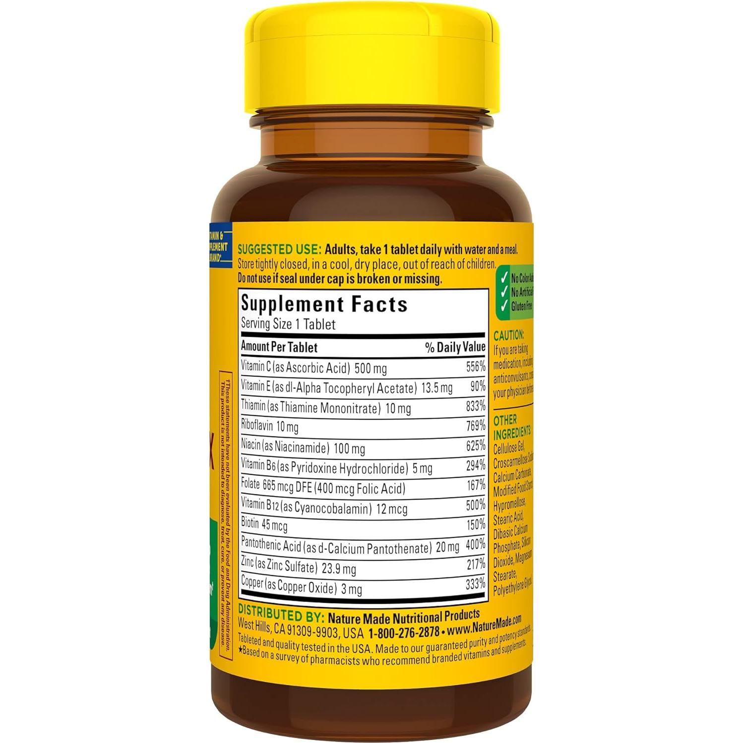 Nature Made Complejo B con Vitamina C y Zinc 75 Tabletas