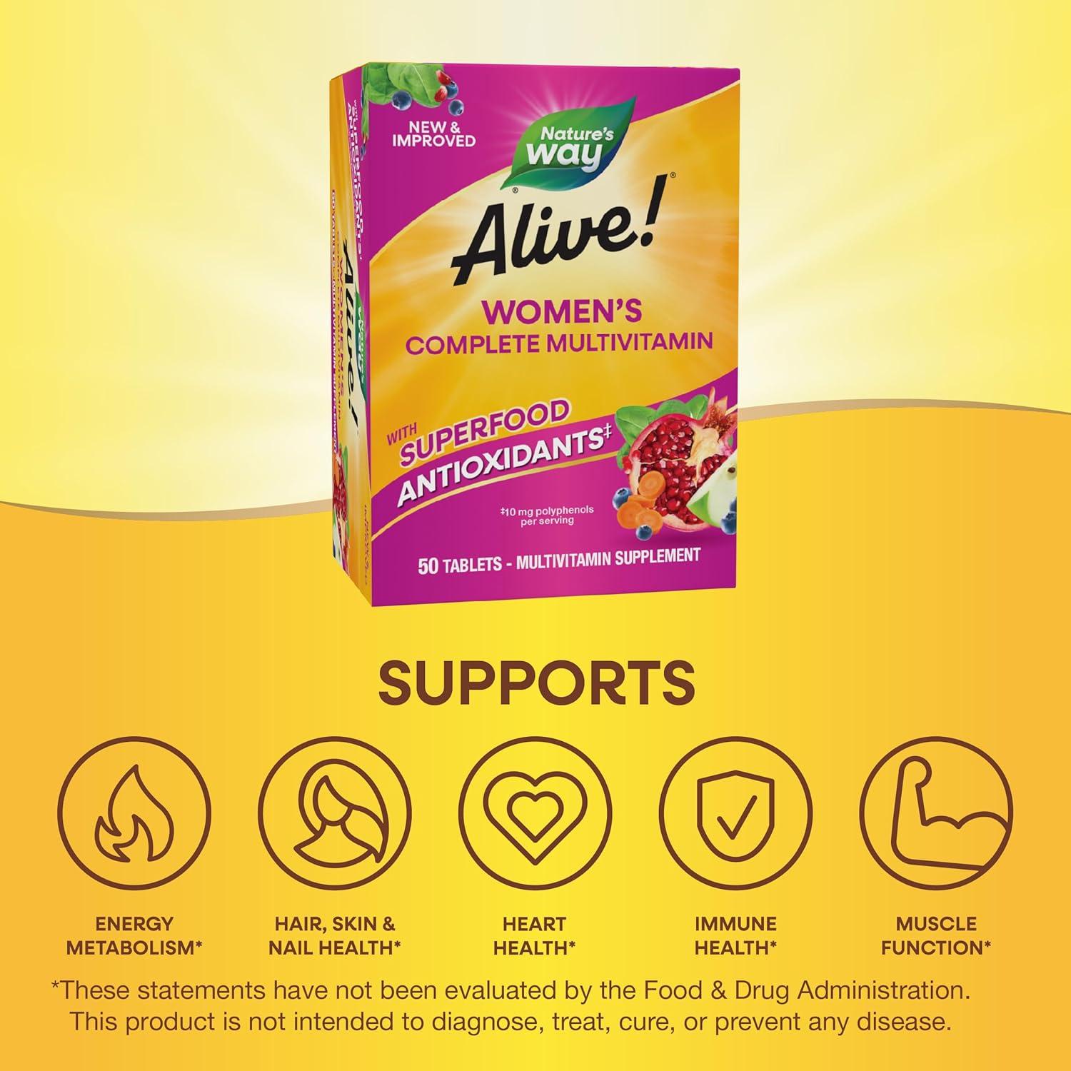 Multivitamínico Completo para Mujeres Nature's Way Alive! 50 Tabletas