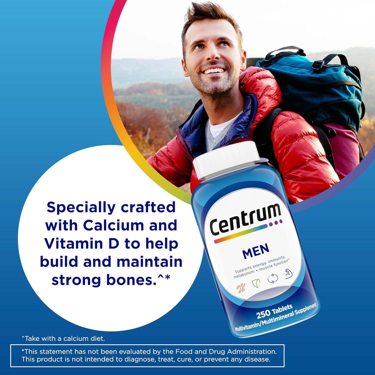 Centrum Multivitaminas para Hombres 250 Tabletas - Vitamina D3 y B