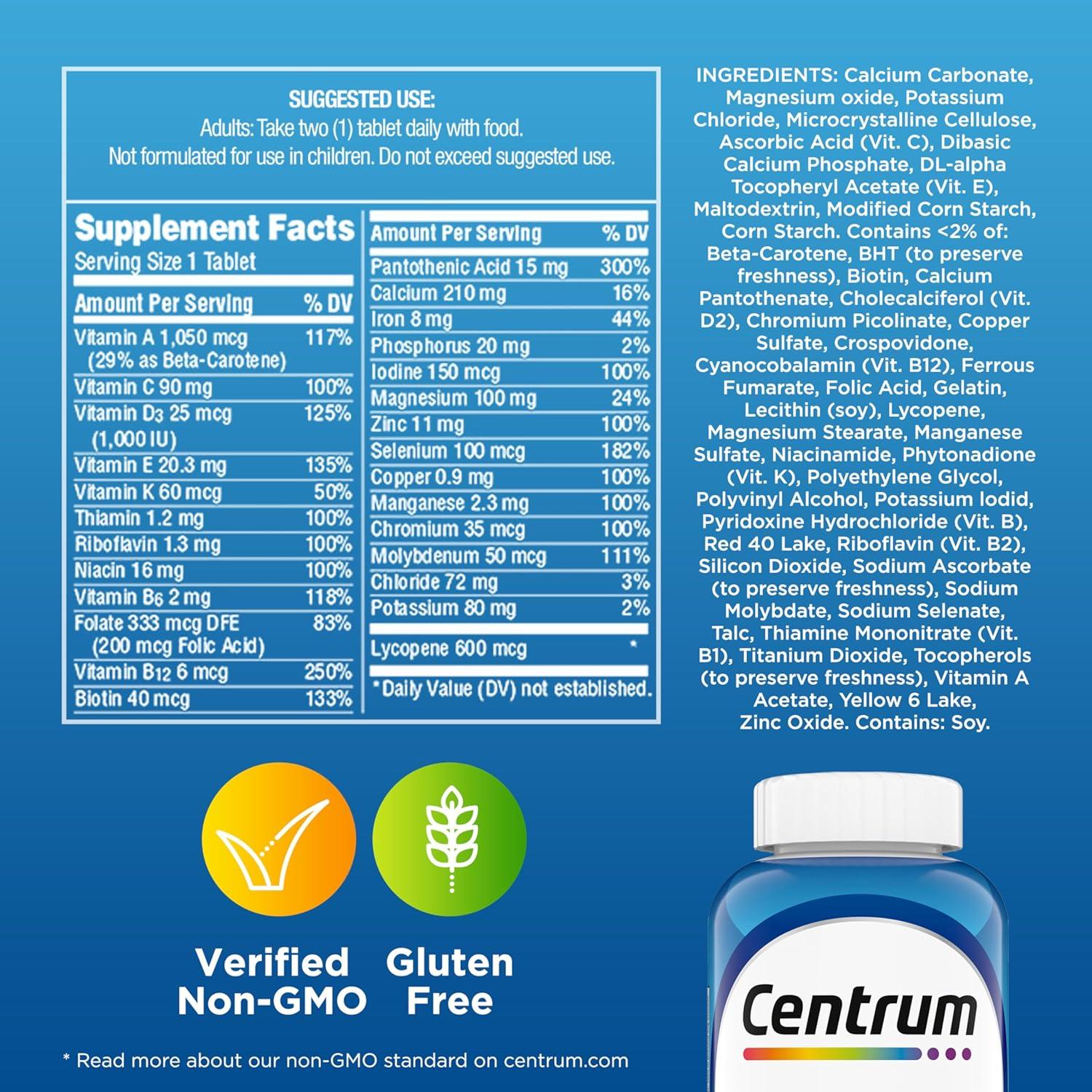 Centrum Multivitamínico para Hombres 200 Tabletas Vitamina D3
