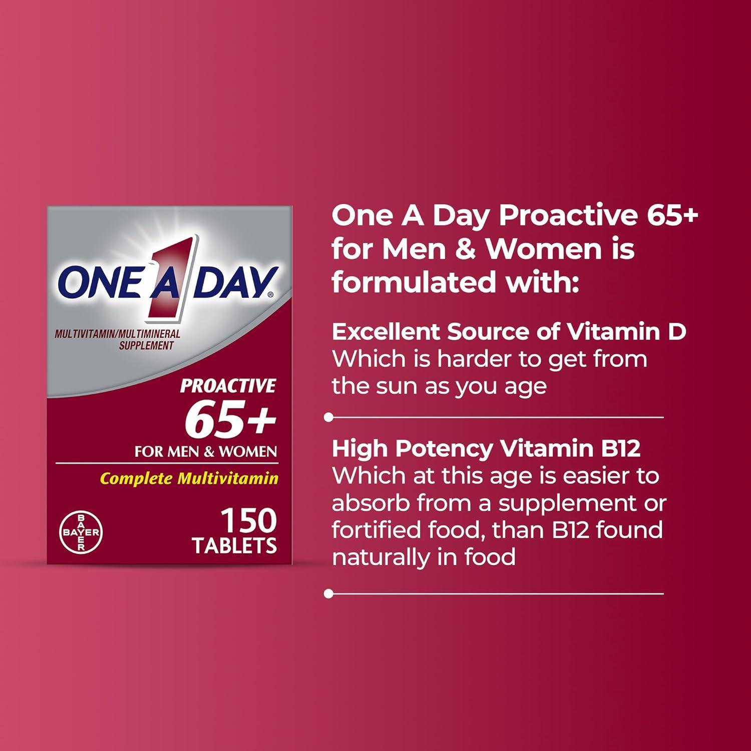 One A Day Proactive 65+ Multivitamina 150 Tabletas Hombres Mujeres