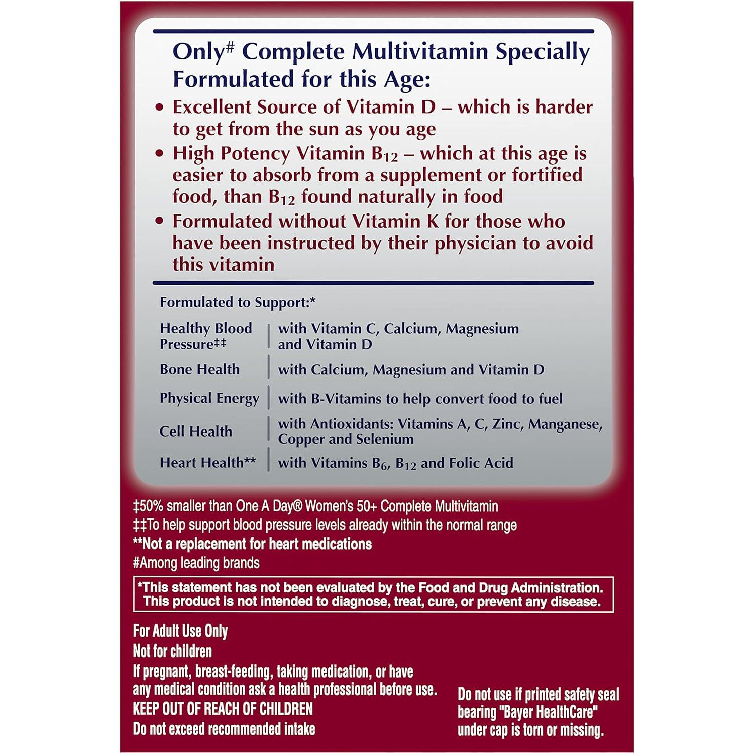 One A Day Proactive 65+ Multivitamina 150 Tabletas Hombres Mujeres