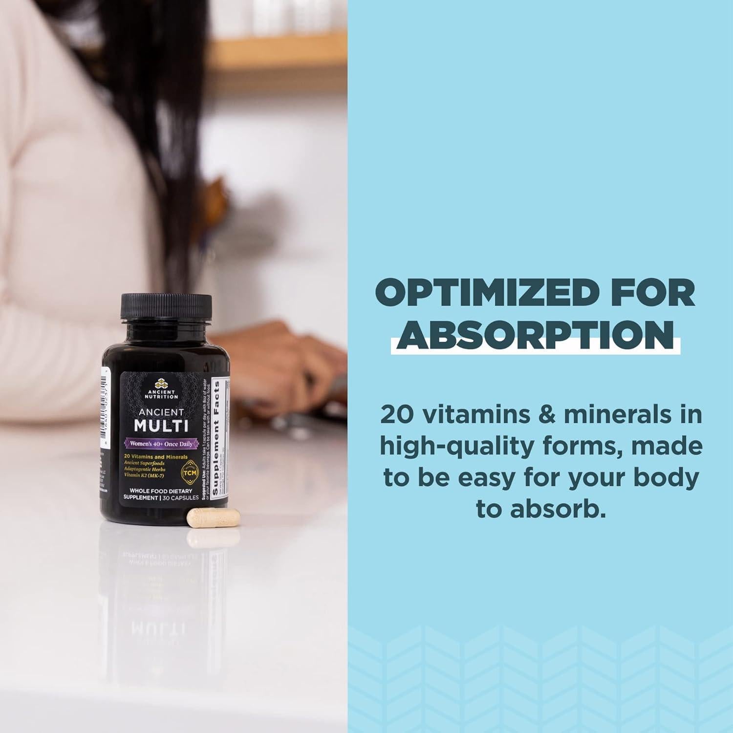 Suplemento Multivitamínico para Mujeres 40+ Ancient Nutrition 30ct