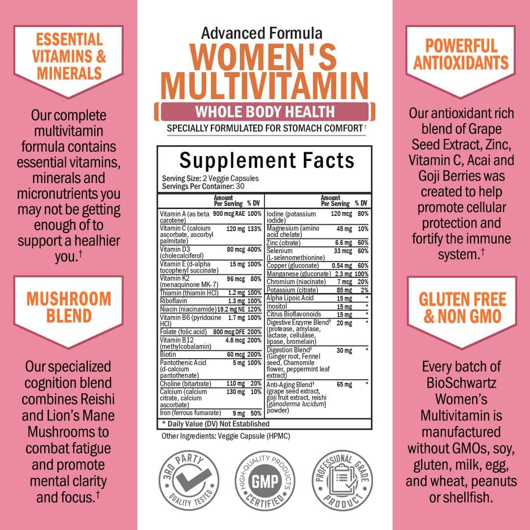 Multivitamina para Mujeres BioSchwartz 60 Cápsulas - Soporte Inmunológico y Salud General