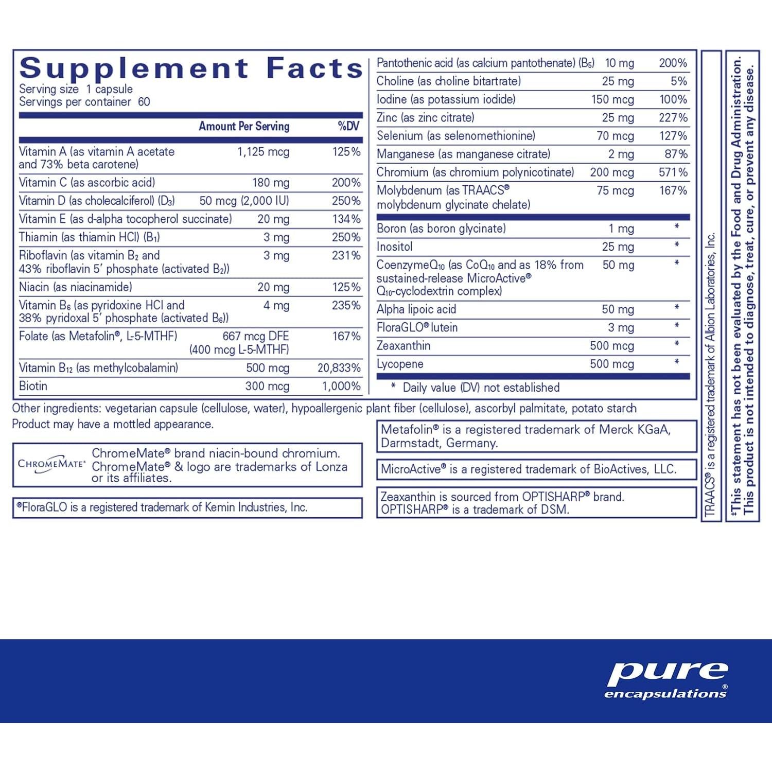 Multivitamina O.N.E. Pure Encapsulations - 60 Cápsulas