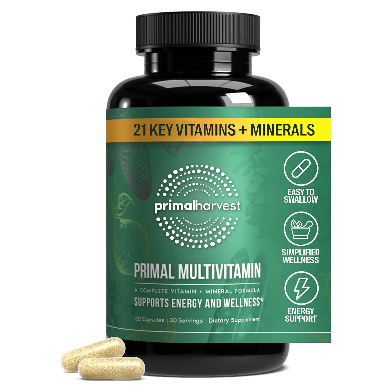 Multivitaminas Primal Harvest 30 Cápsulas - 21 Vitaminas y Minerales